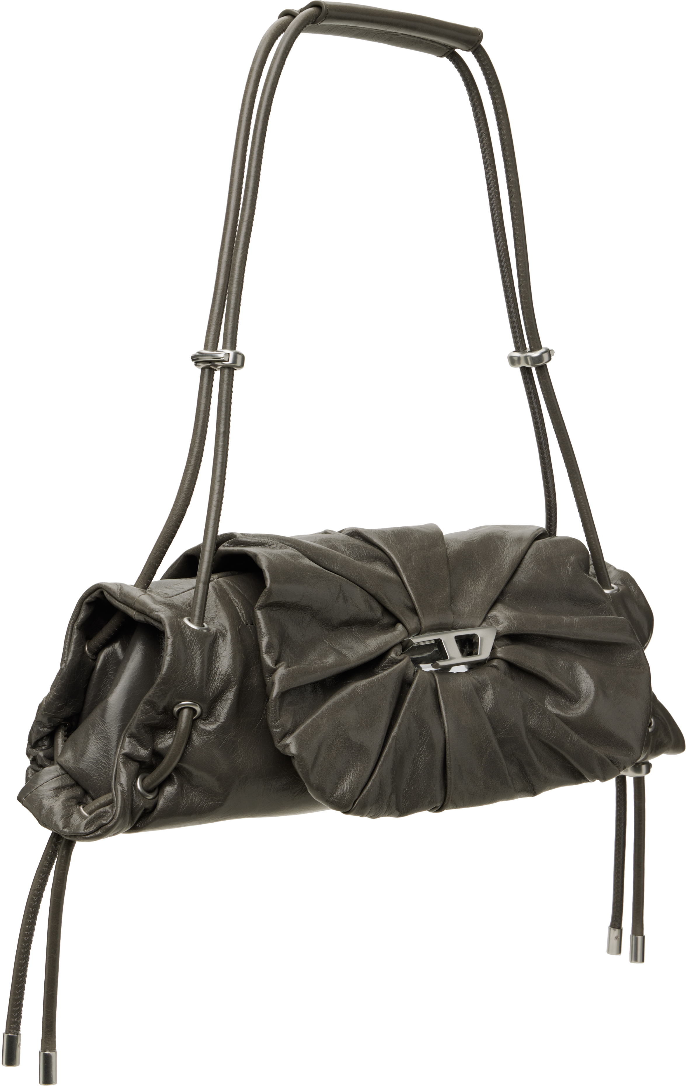 DIESEL GRAY SCRUNCH-D SHOULDER S BAG