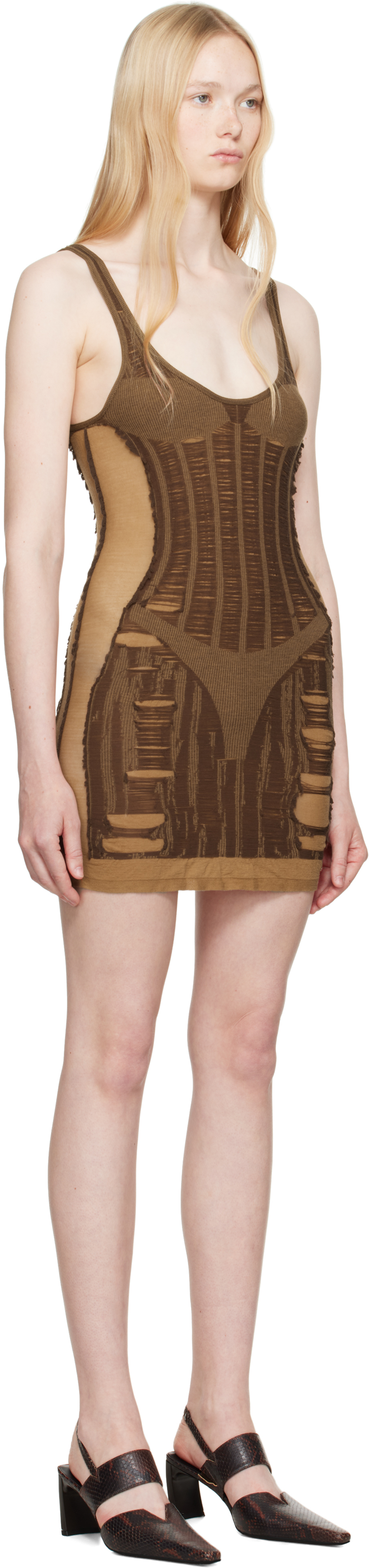 Diesel Brown M-calimera-short Minidress In 7dg