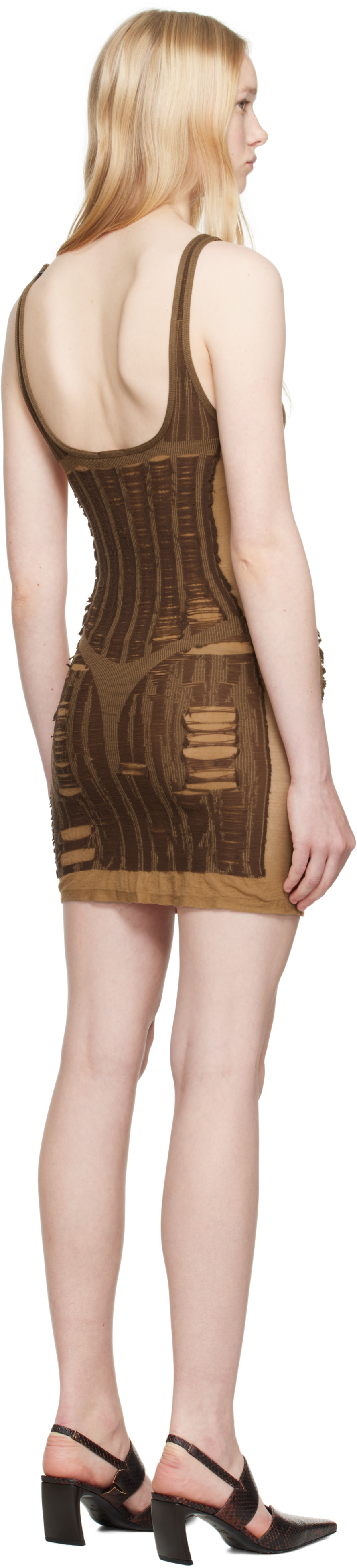 Diesel Brown M-calimera-short Minidress In 7dg