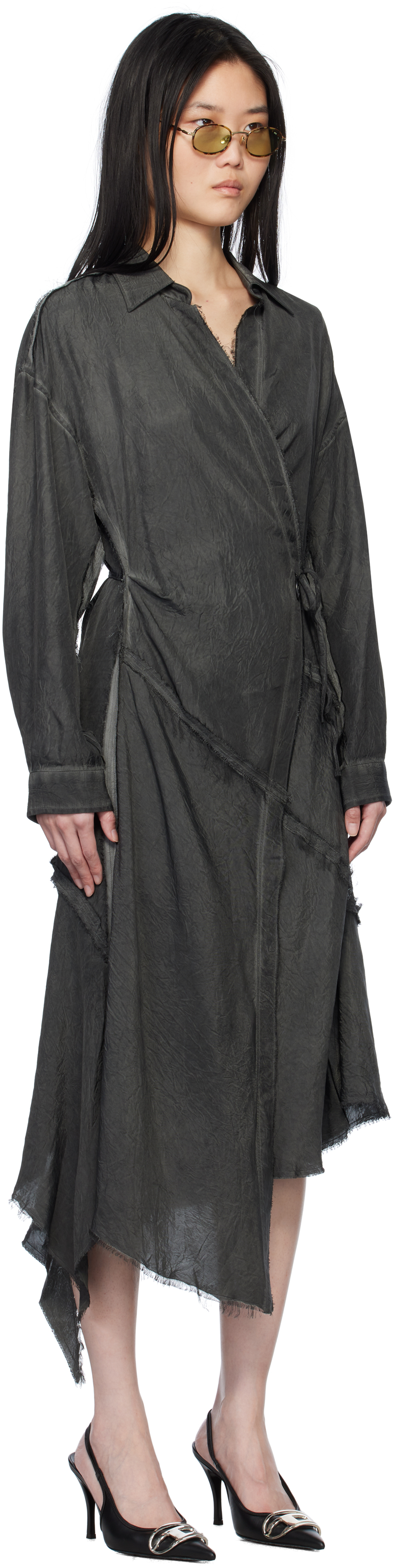 Diesel Gray D-raven-q1 Midi Dress In 9xx