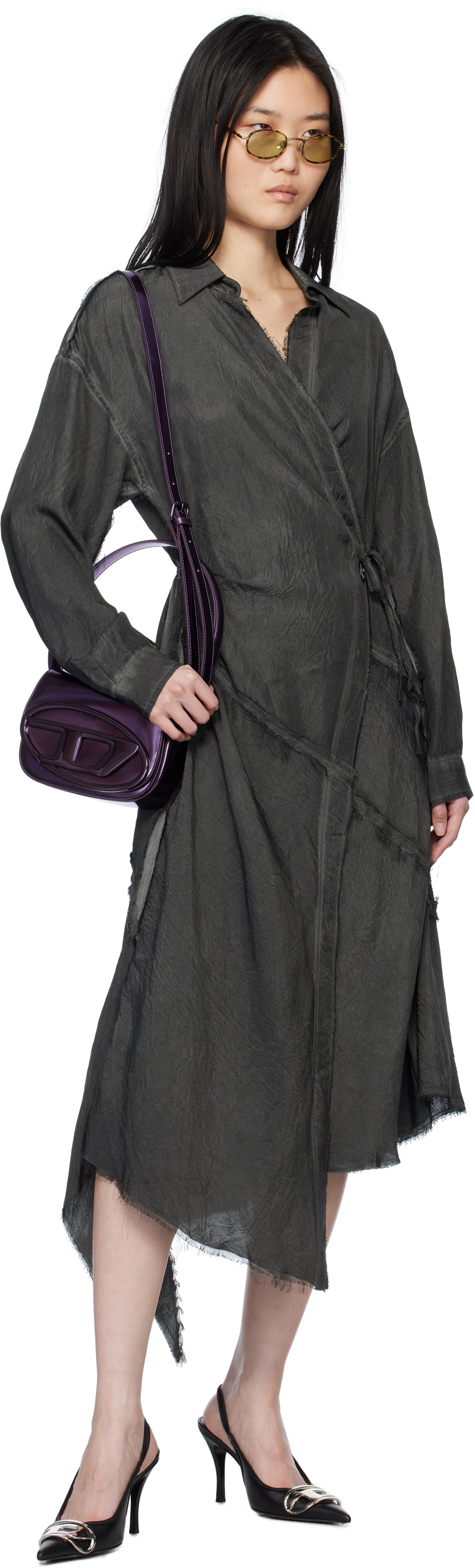 Diesel Gray D-raven-q1 Midi Dress In 9xx