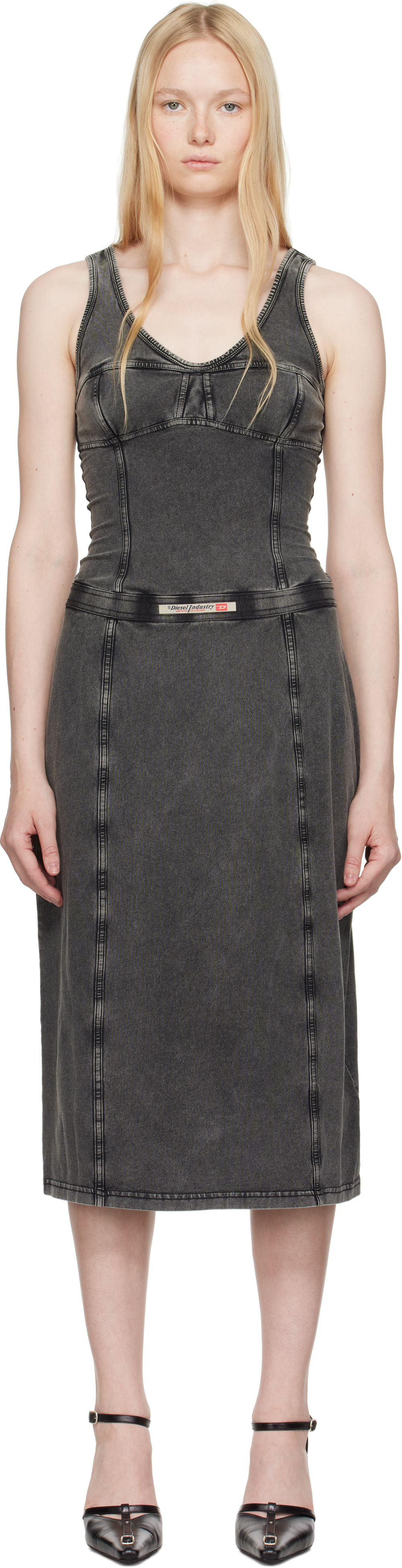 Diesel Gray D-inny Midi Dress In 02a