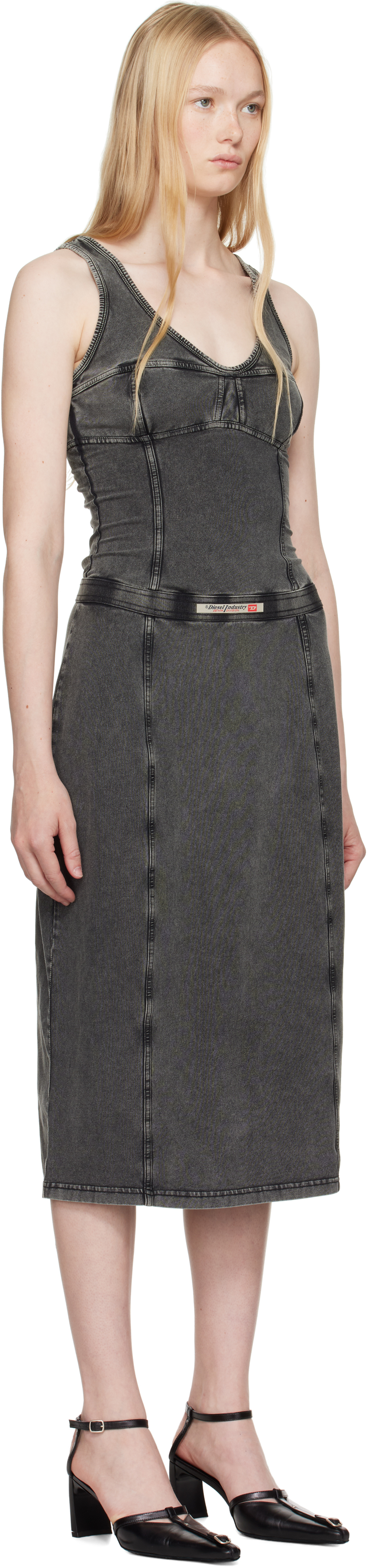 Diesel Gray D-inny Midi Dress In 02a