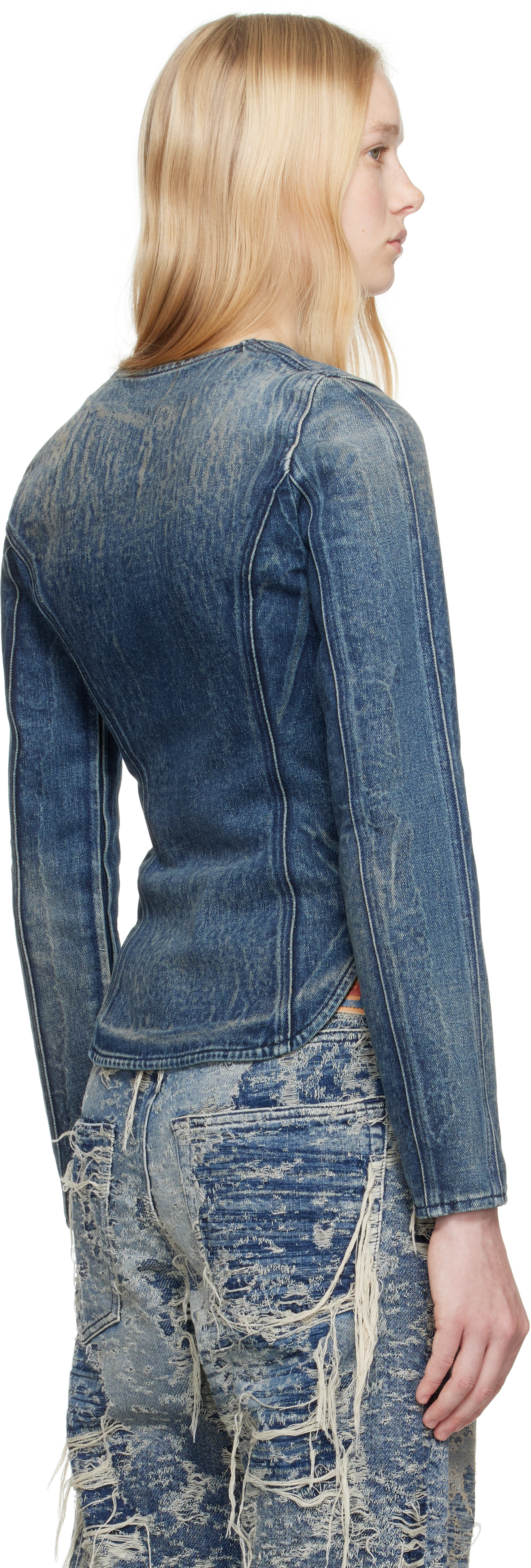 Diesel Navy De-gray-fsg Denim Jacket In 01