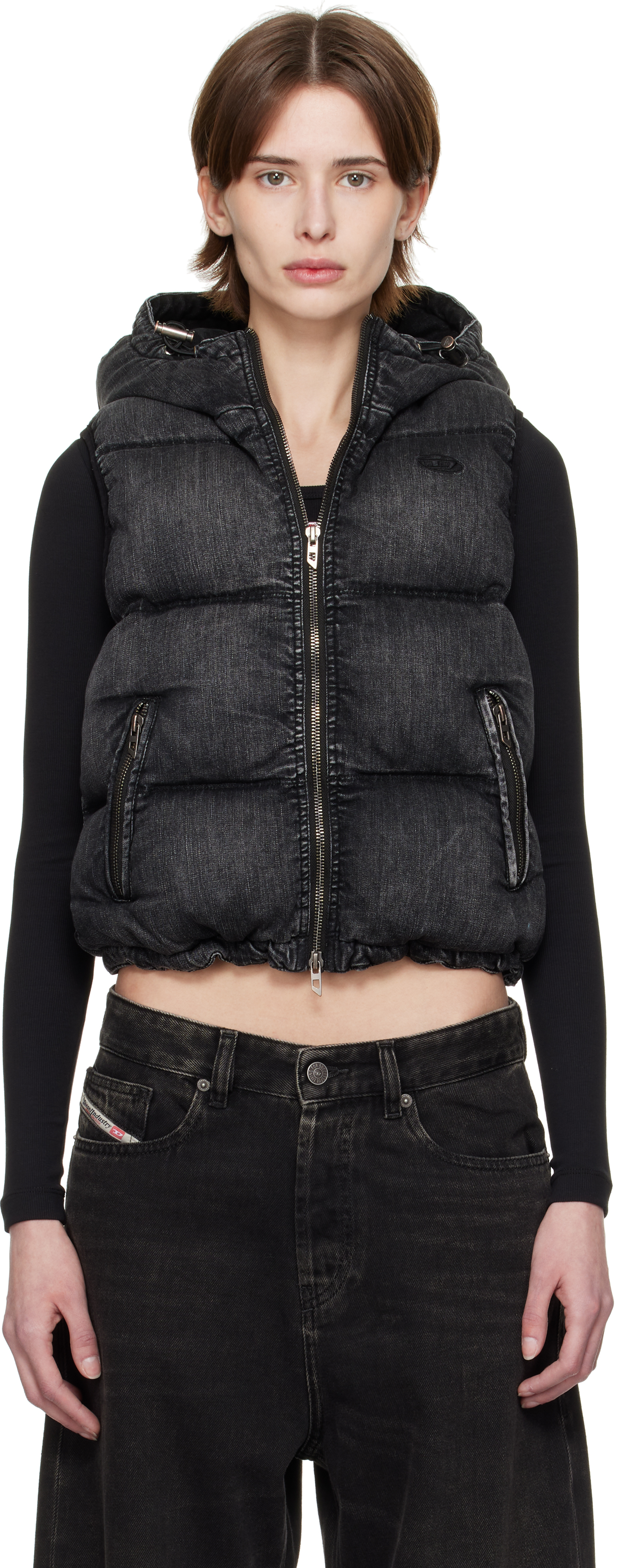 DIESEL グレー ジッパーベスト DIESEL グレー ベスト Mサイズ