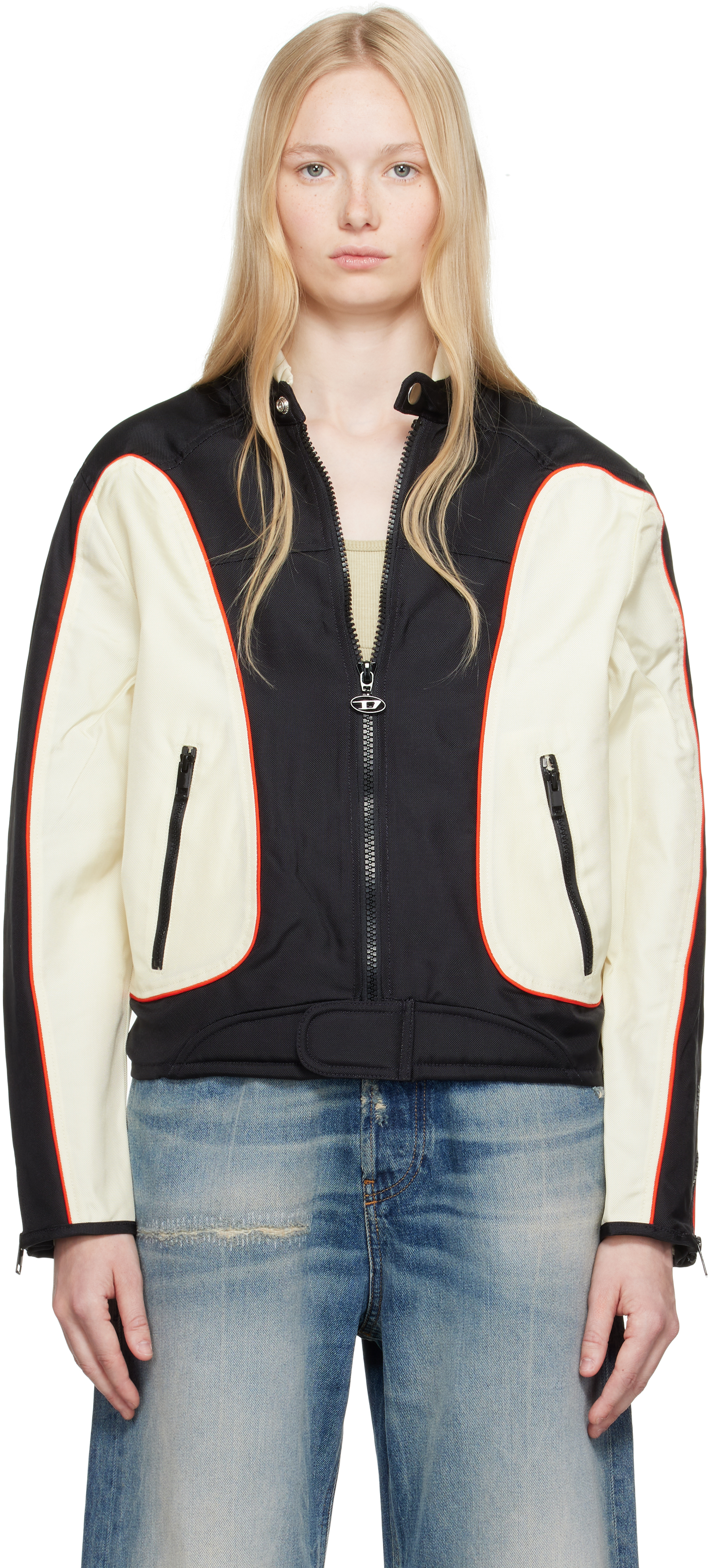 Diesel Off-white & Black J-blink Jacket In 9xx