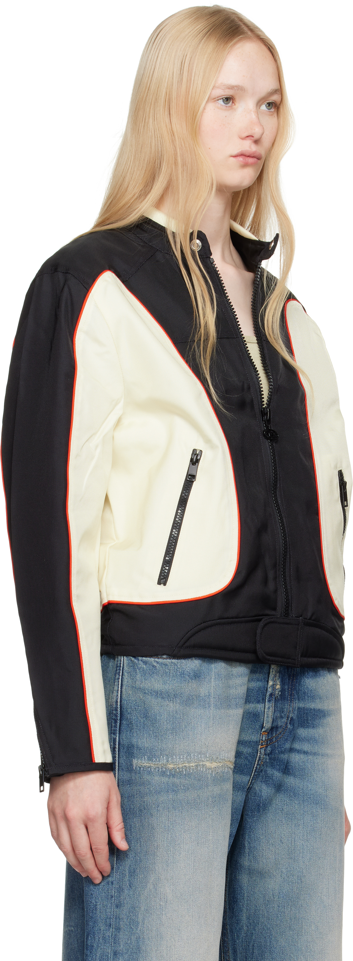 Diesel Off-white & Black J-blink Jacket In 9xx