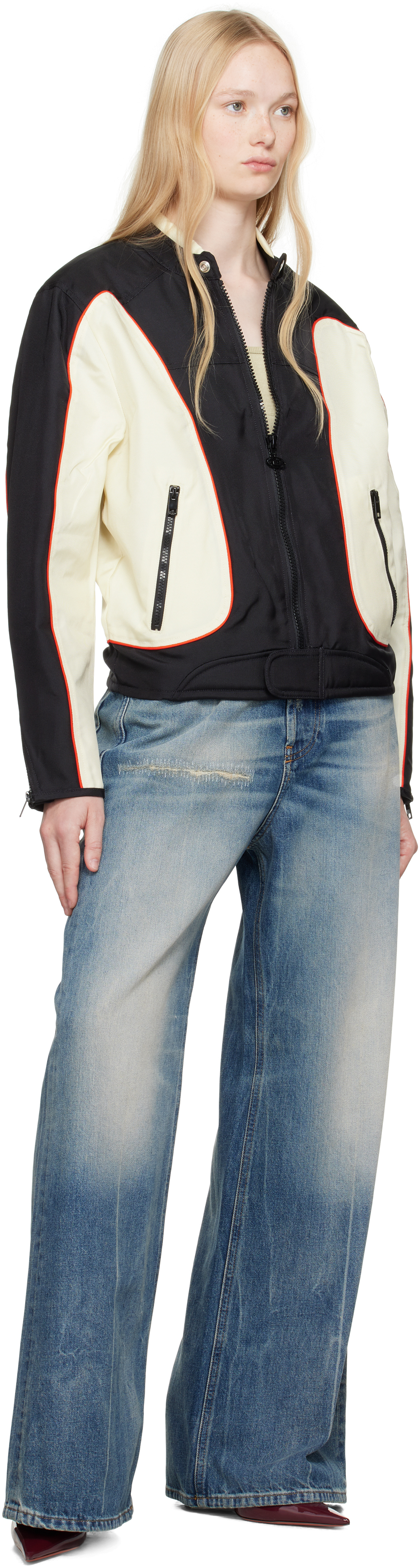 Diesel Off-white & Black J-blink Jacket In 9xx
