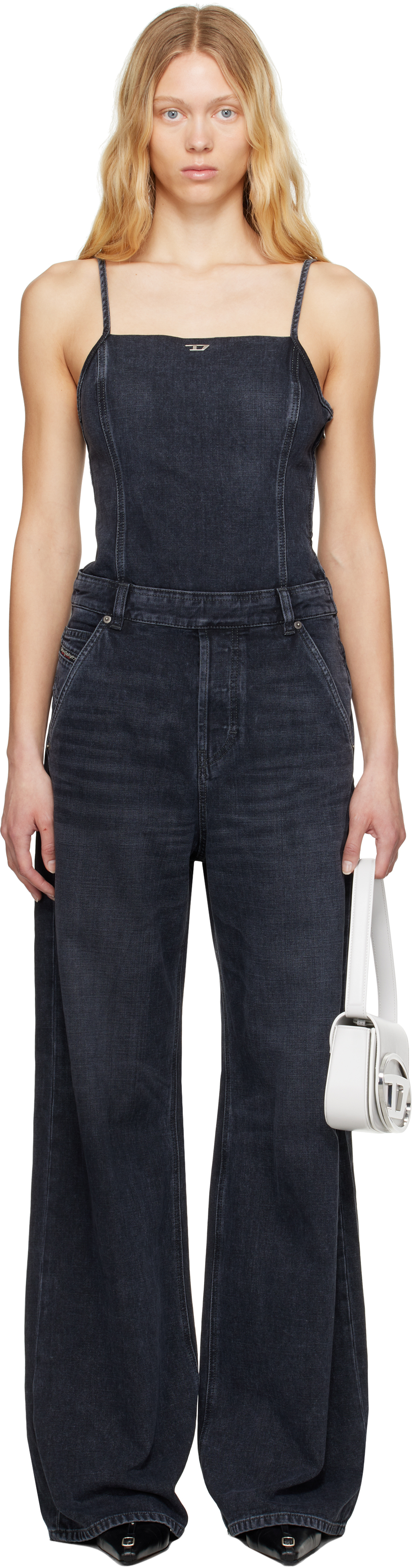 Black De-Vors Denim Jumpsuit by Diesel on Sale