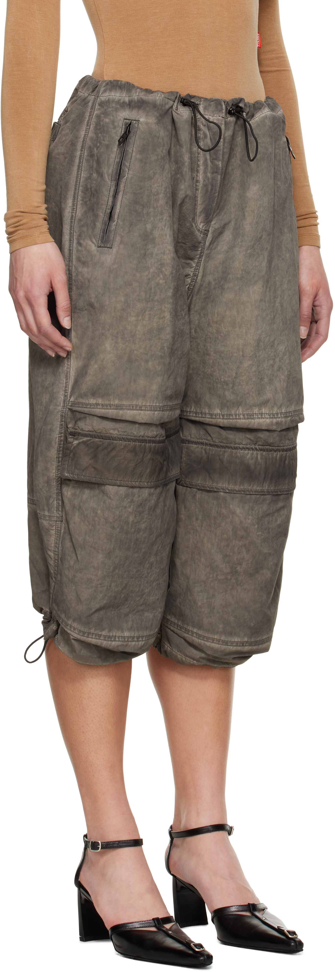 Diesel Gray P-dayetz-short-fem-q3 Trousers In 93r