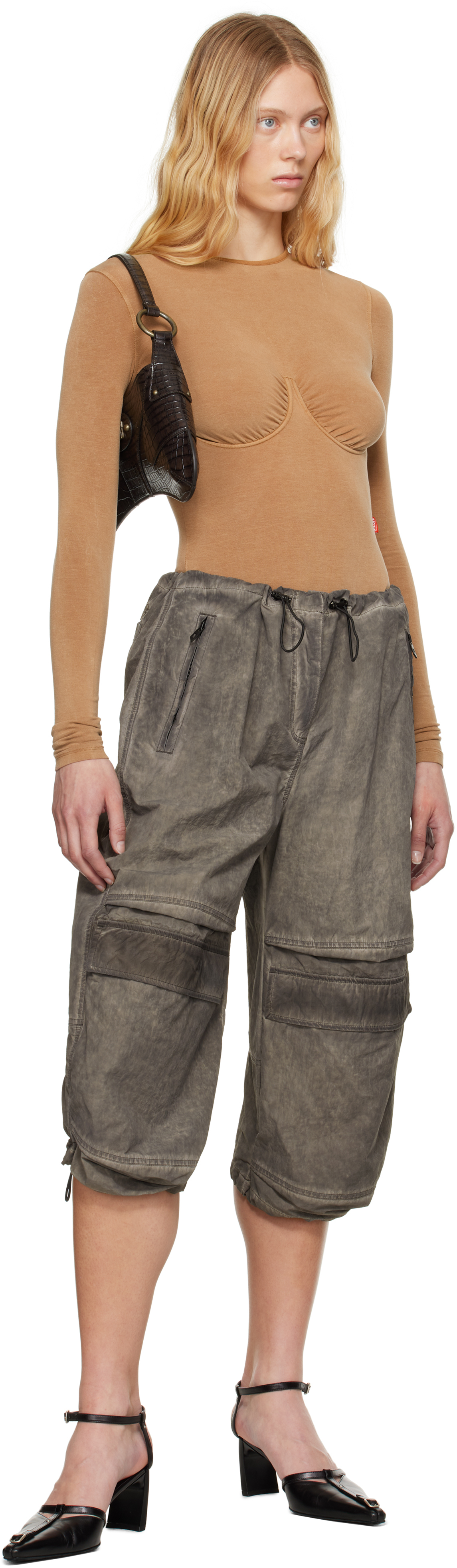 Diesel Gray P-dayetz-short-fem-q3 Trousers In 93r