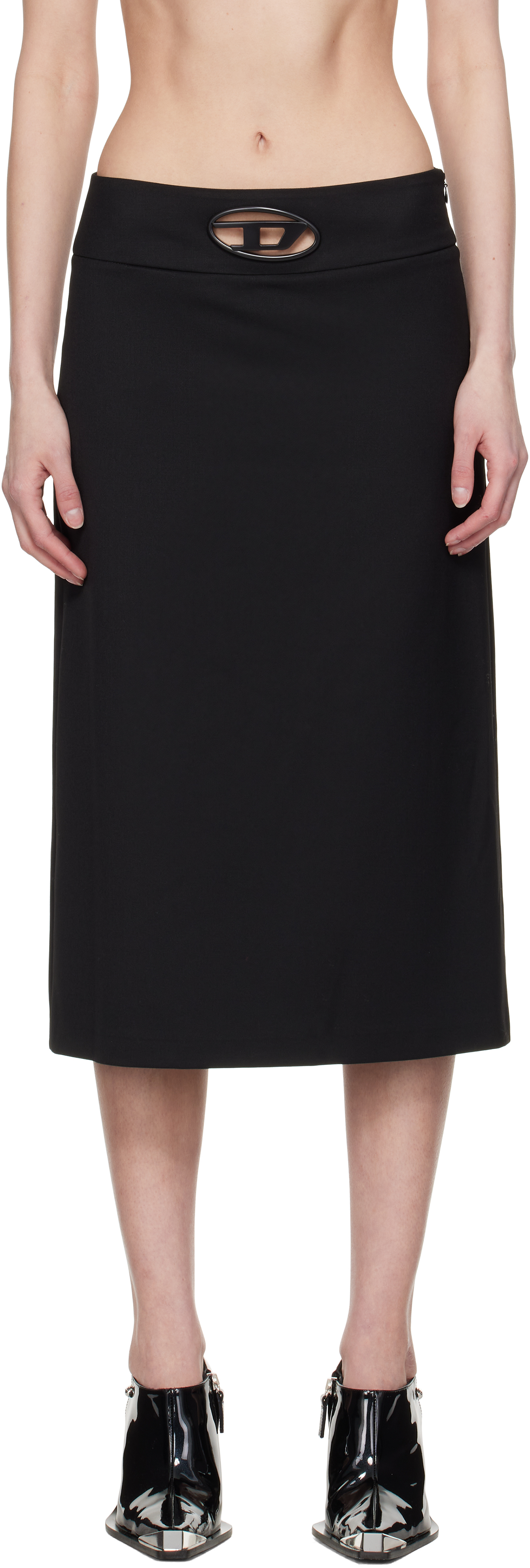 Black O-Seus Midi Skirt