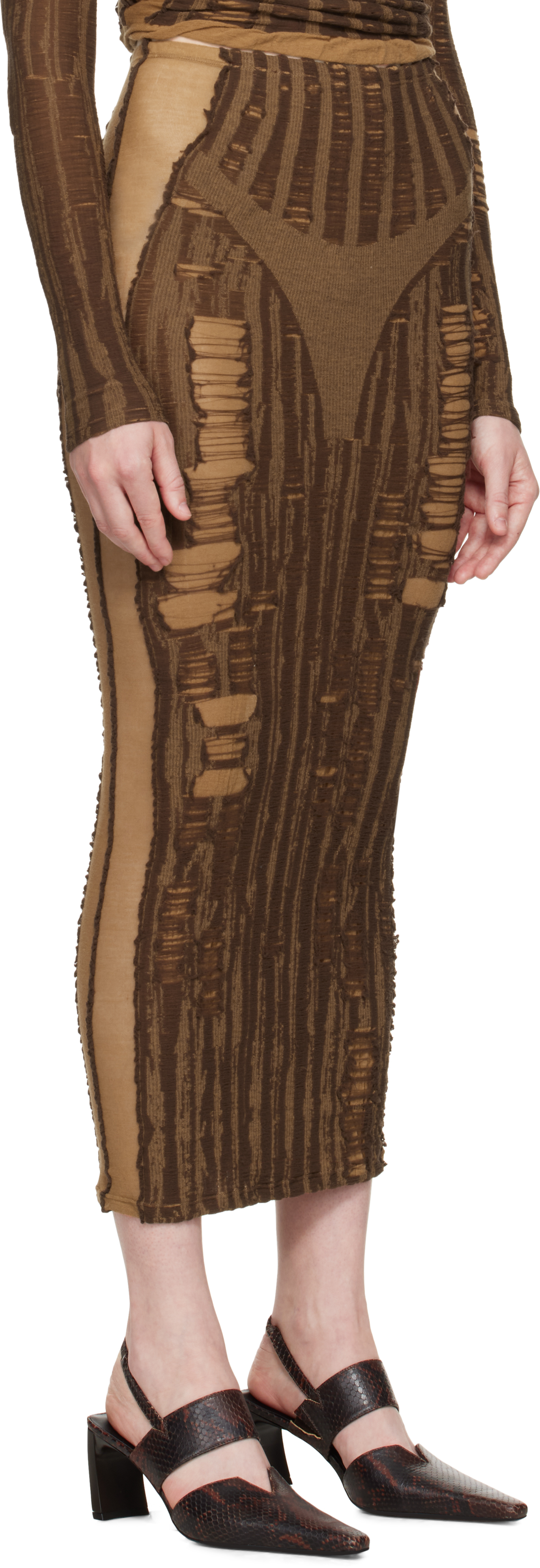 Diesel Brown M-calina Midi Skirt In 7dg