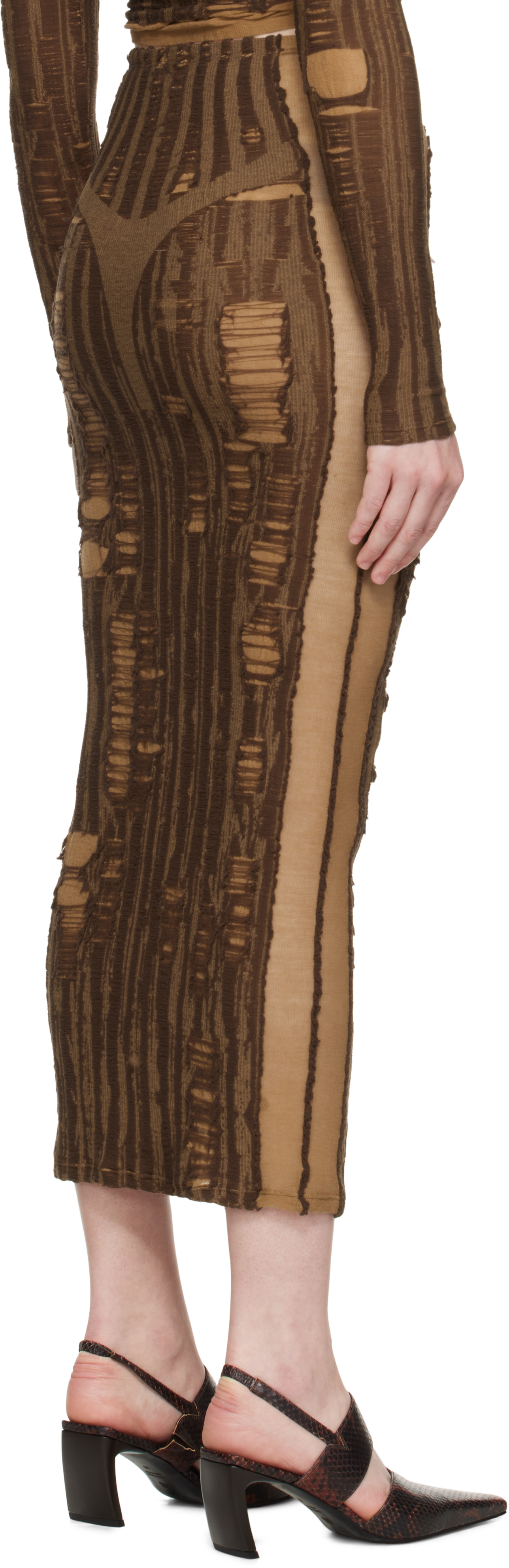 Diesel Brown M-calina Midi Skirt In 7dg