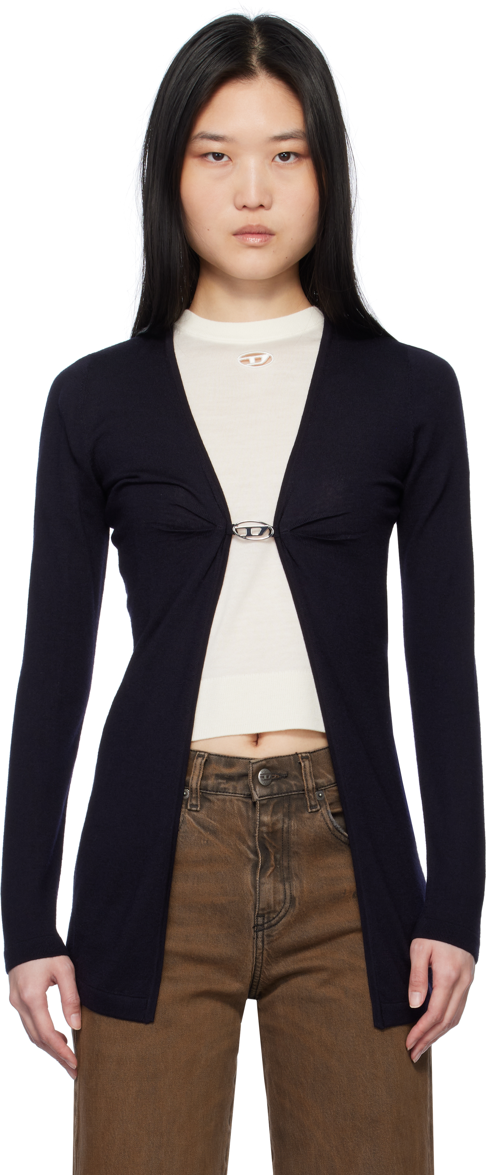 Diesel M-pierry Knit Long Cardigan In 81e
