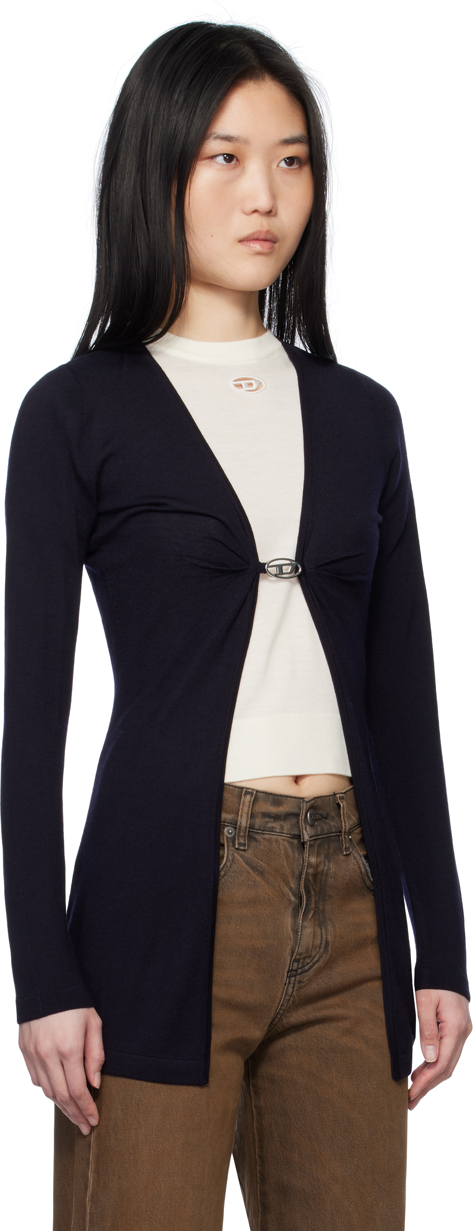 Diesel M-pierry Knit Long Cardigan In 81e