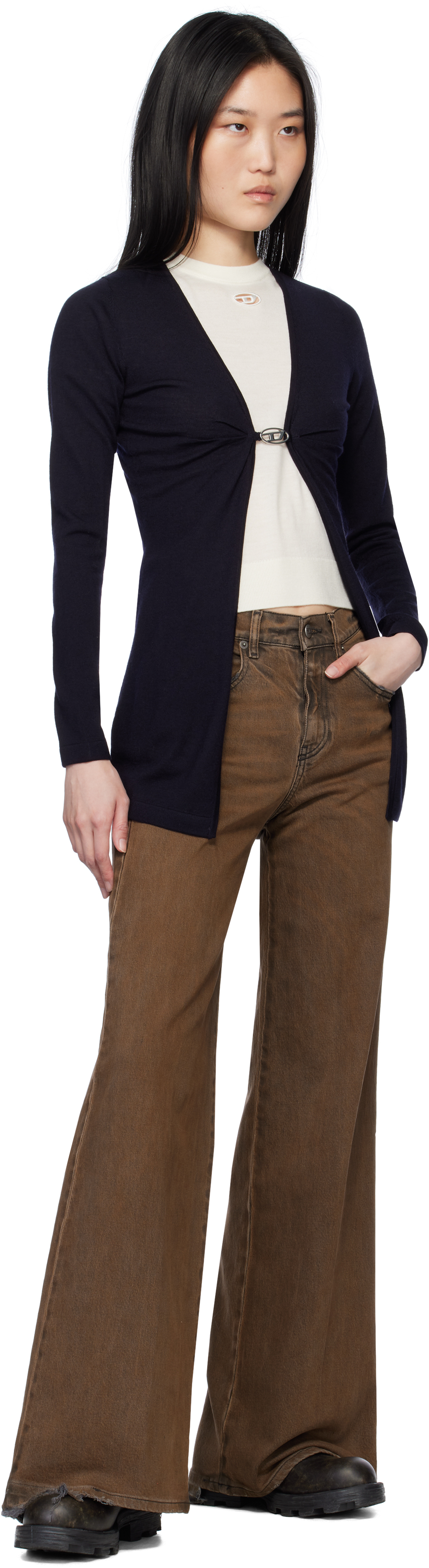 Diesel M-pierry Knit Long Cardigan In 81e