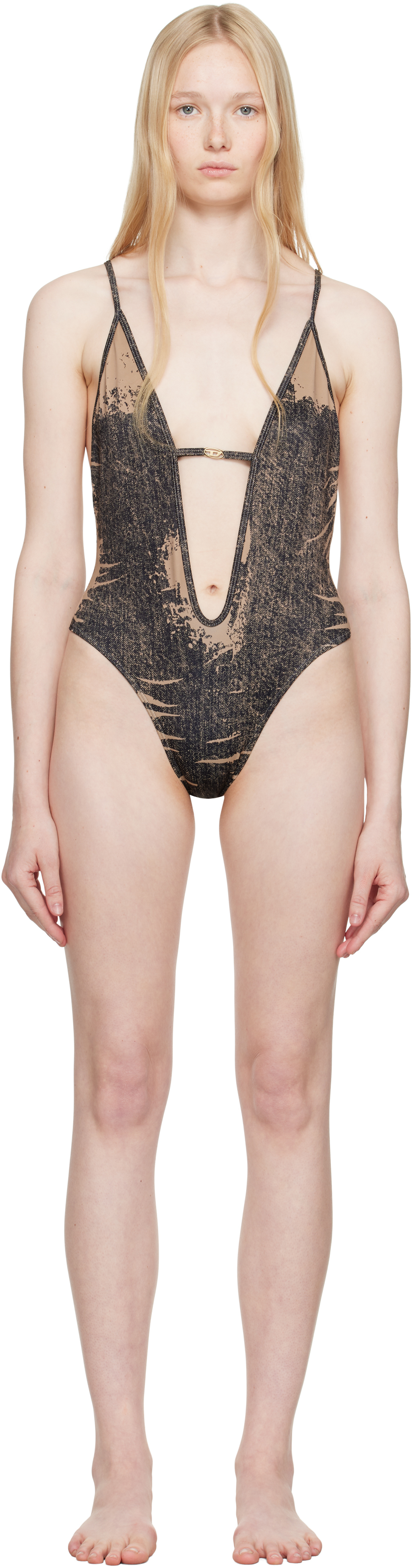 Brown & Black Daisy-Dnm Swimsuit