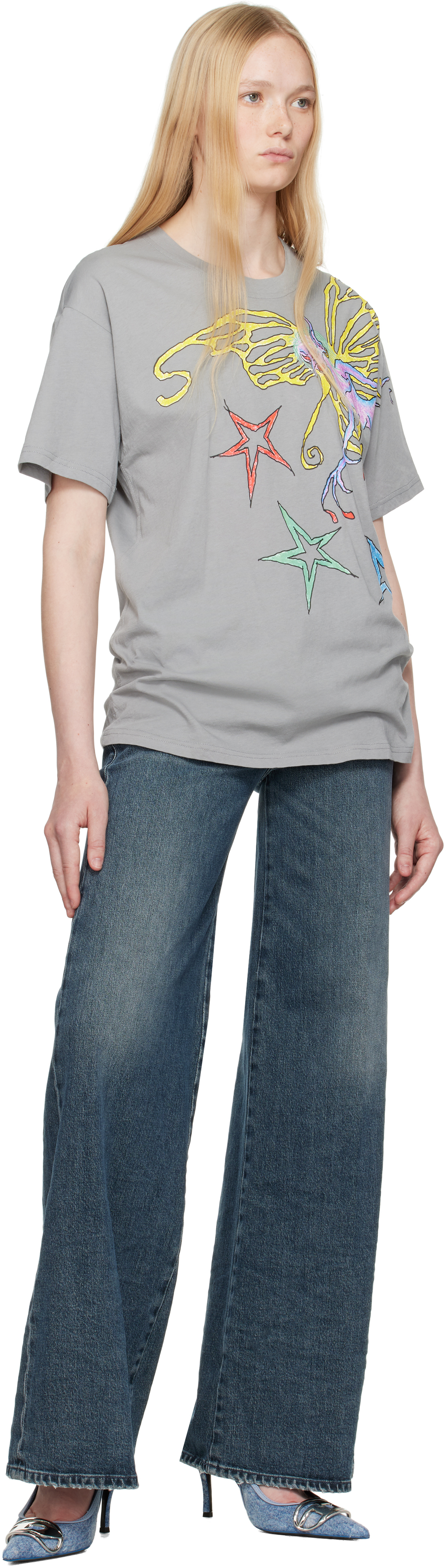 Diesel Gray T-buxt-q1 T-shirt In 9du