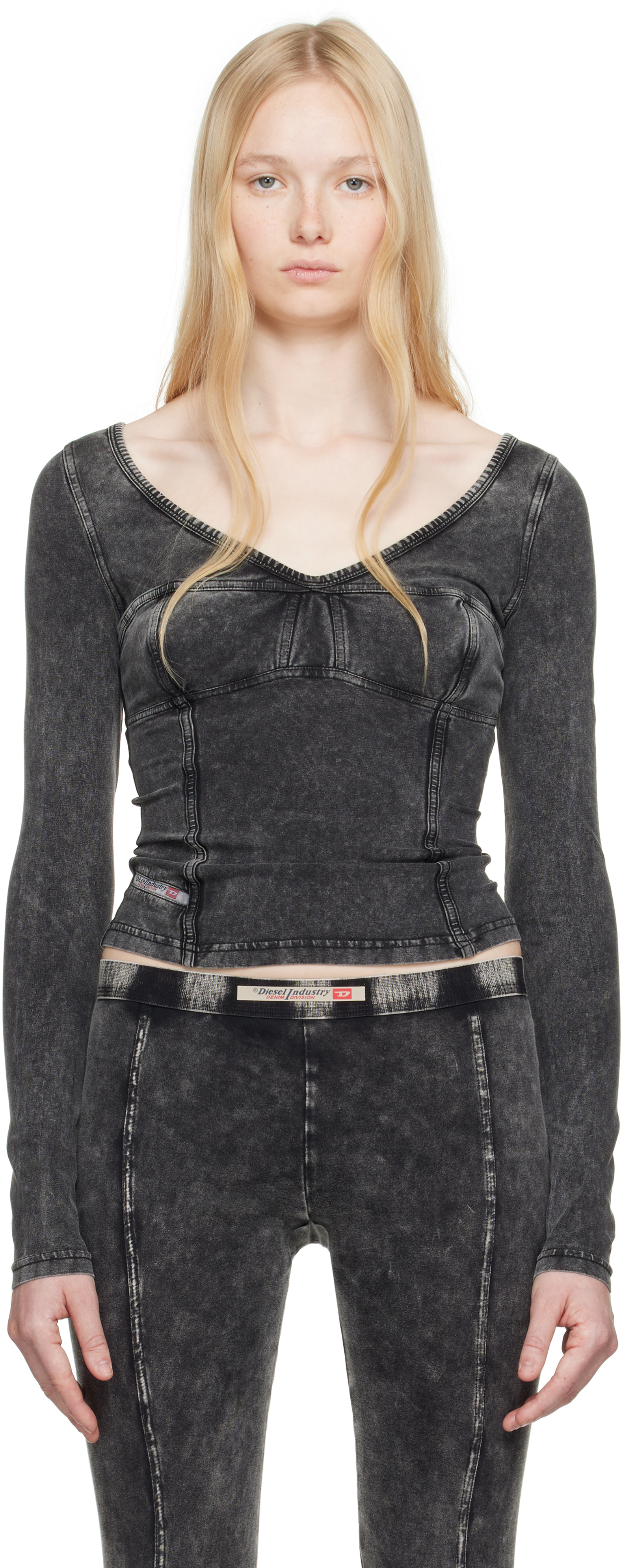 Diesel Black T-elin Top In 02a