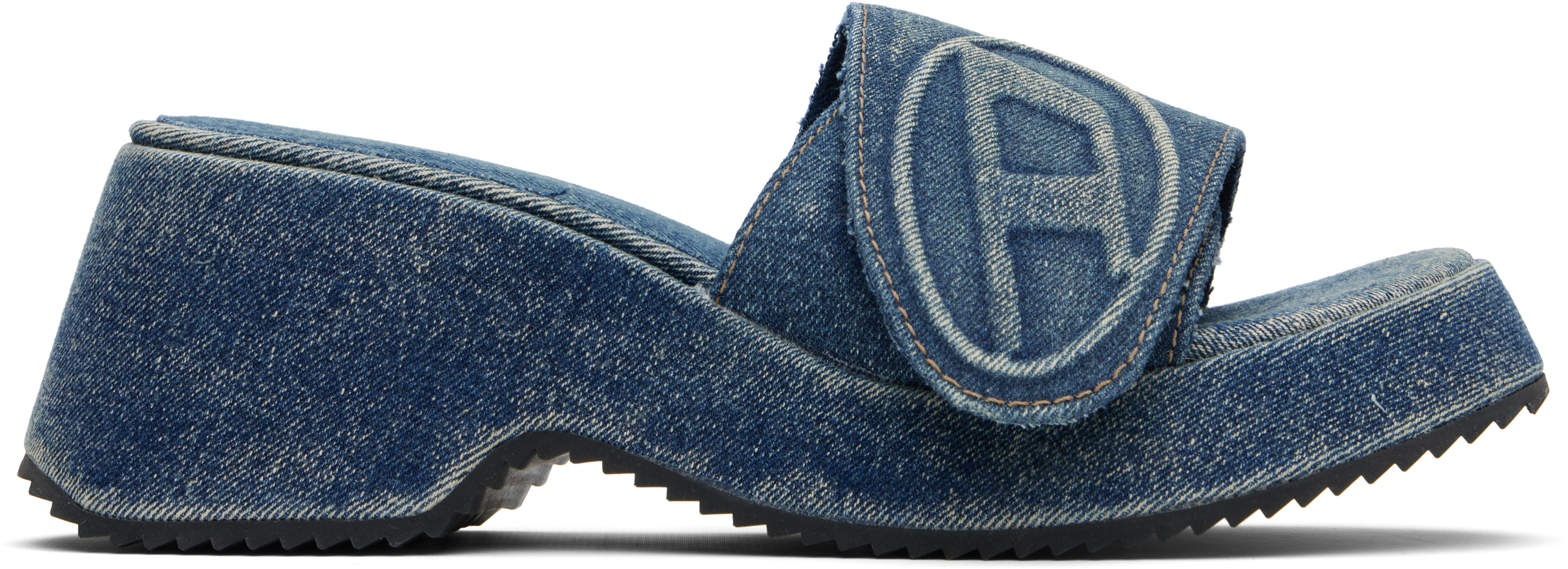 Diesel Blue Sa-oval D Pf W Heeled Sandals In H5414
