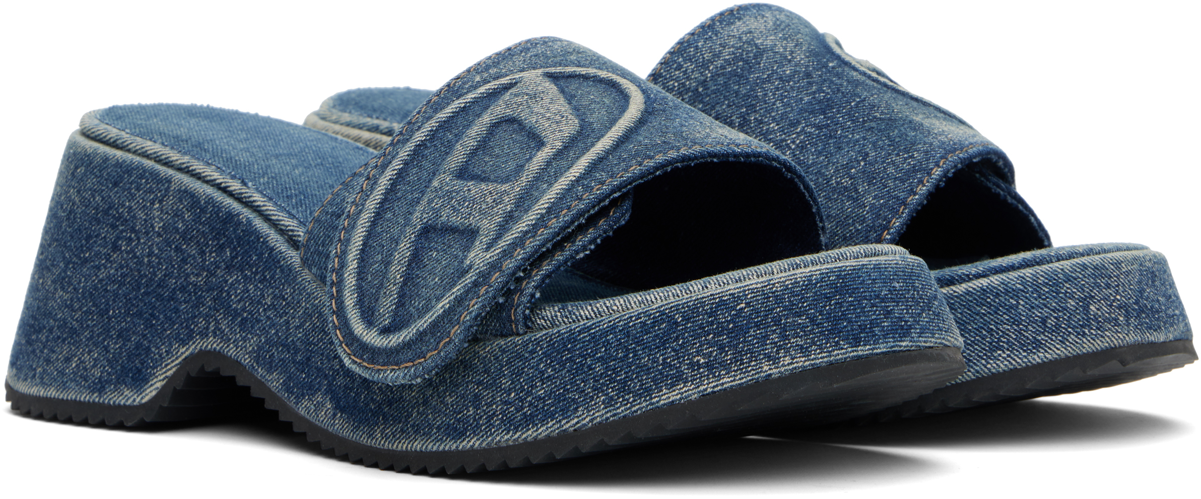 Diesel Blue Sa-oval D Pf W Heeled Sandals In H5414