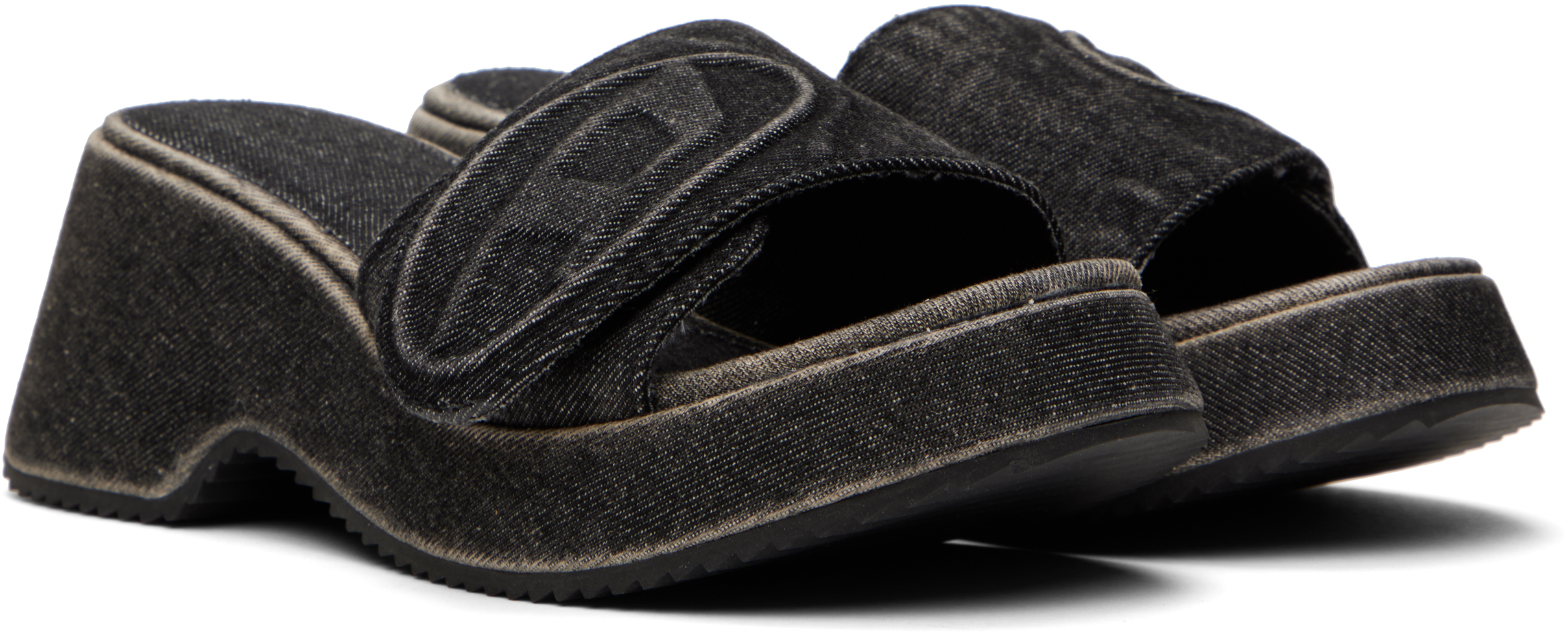 Diesel Black Sa-oval D Pf W Heeled Sandals In H1939