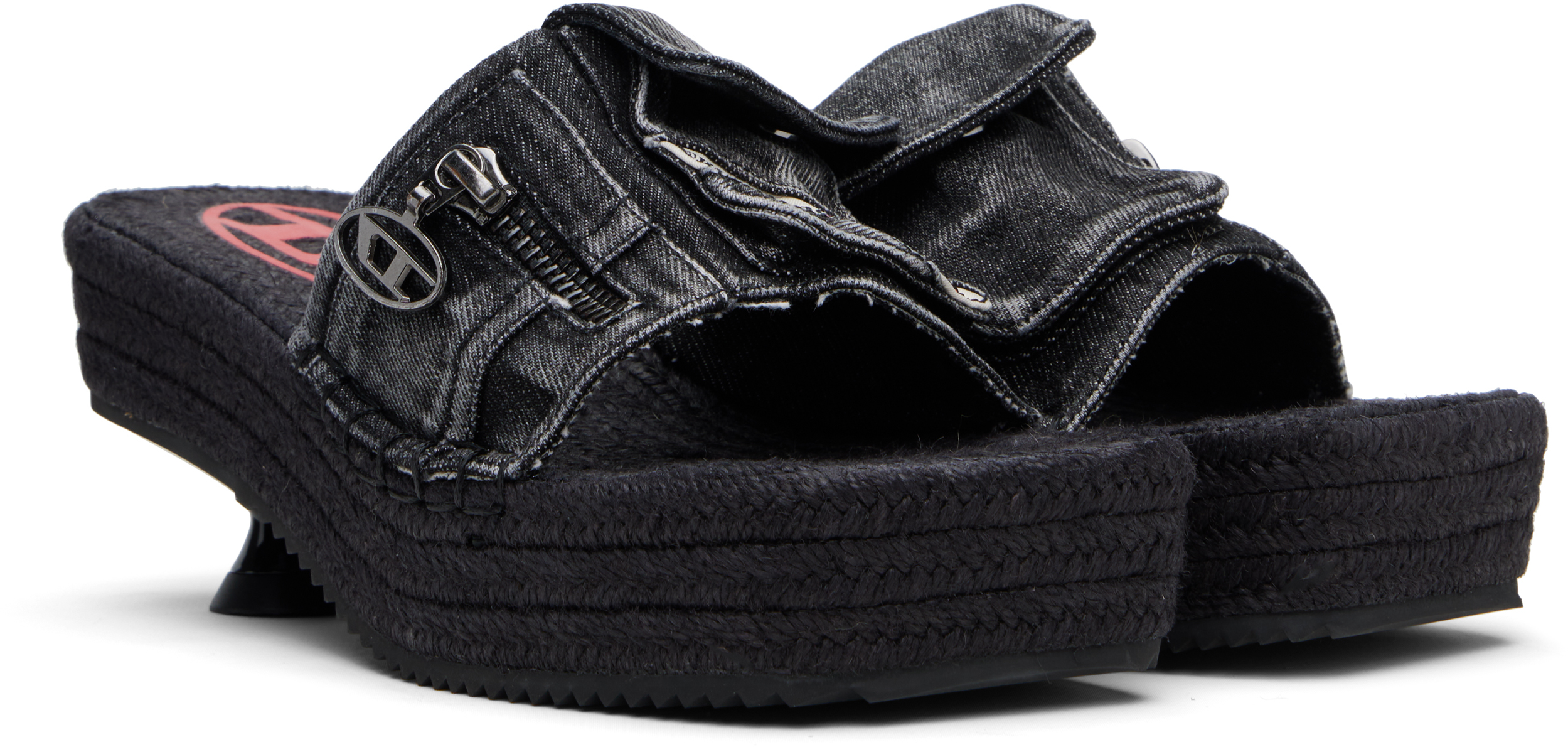 Diesel Black D-ibiza 40 Pck Heeled Sandals In T8013