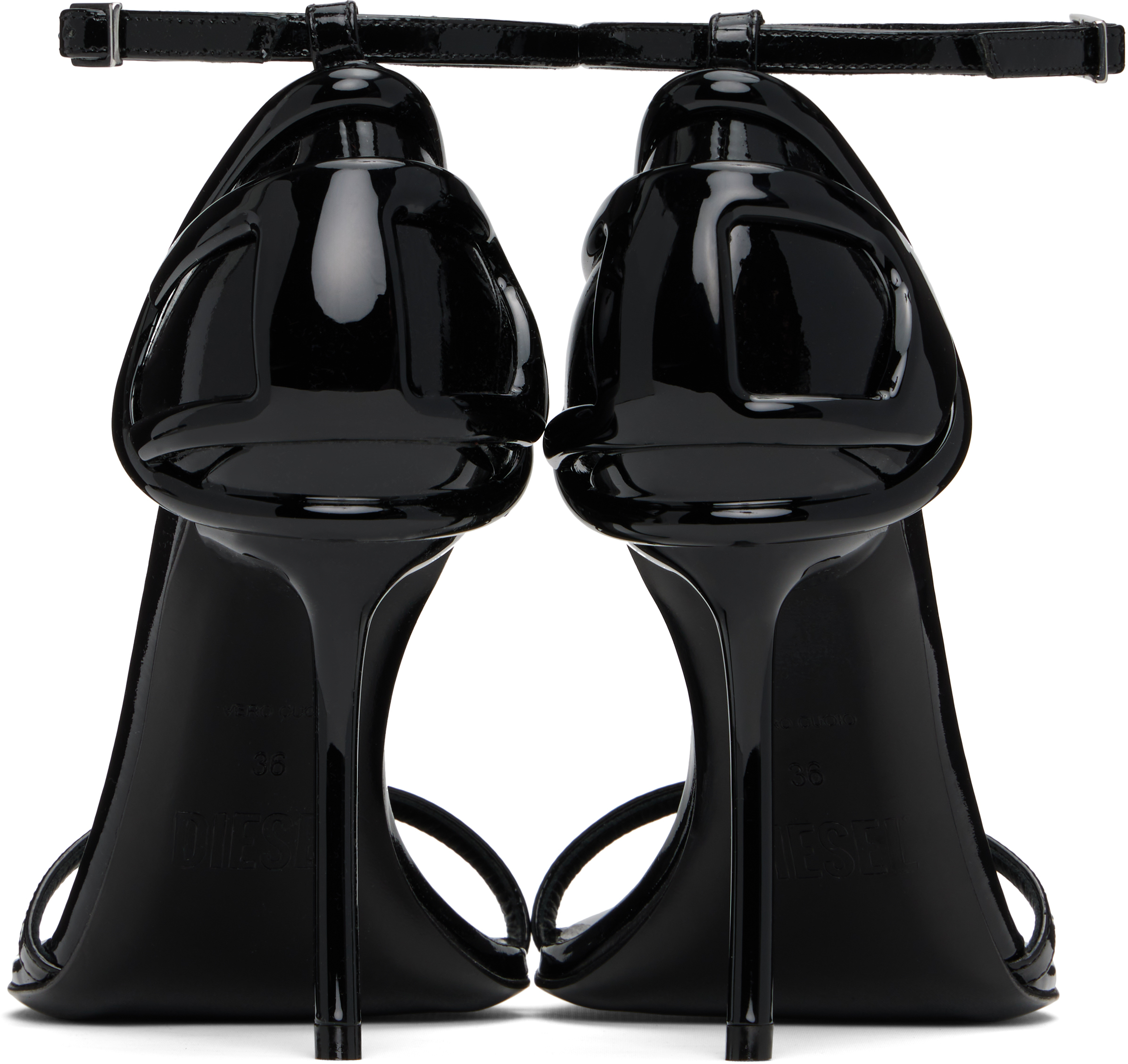 Diesel Glossy Pointed Toe Heel Sandals In T8013
