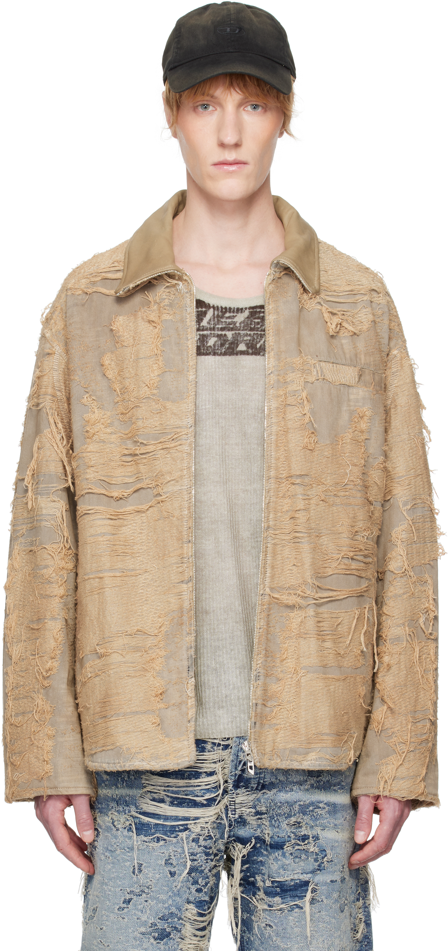 Diesel Jacket In Overdyed Floating-thread Denim In 33s