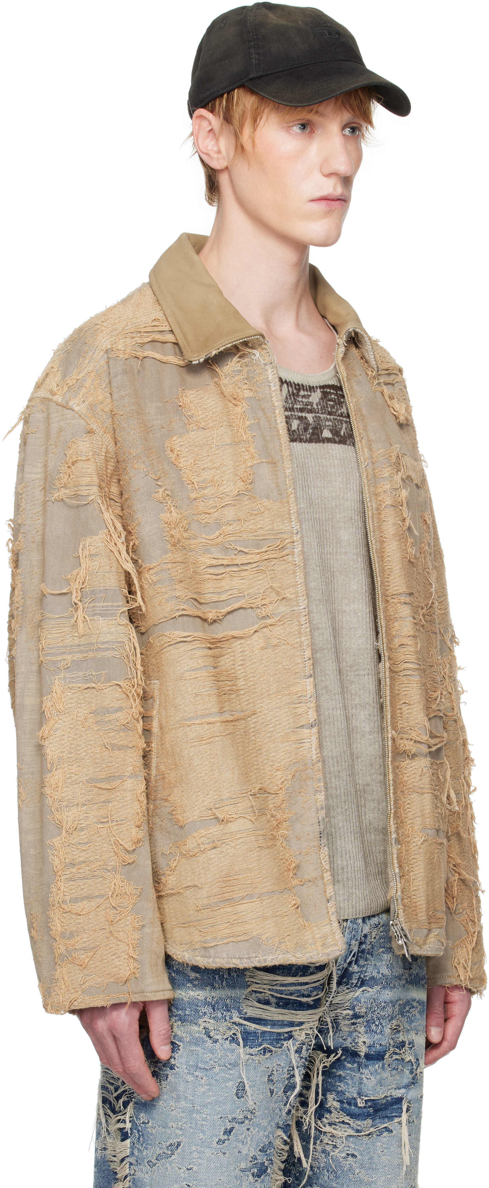 Diesel Jacket In Overdyed Floating-thread Denim In 33s
