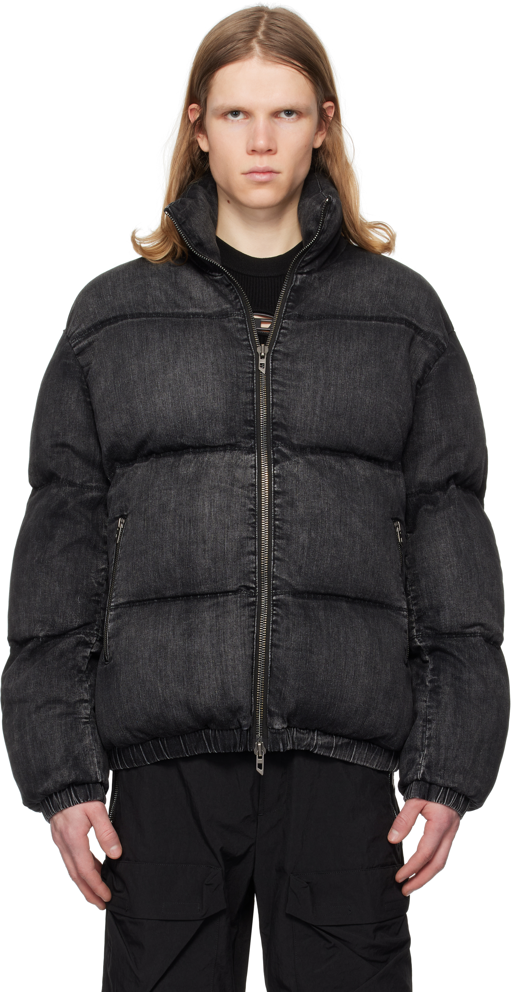 Black W-Mons-A Denim Puffer Jacket