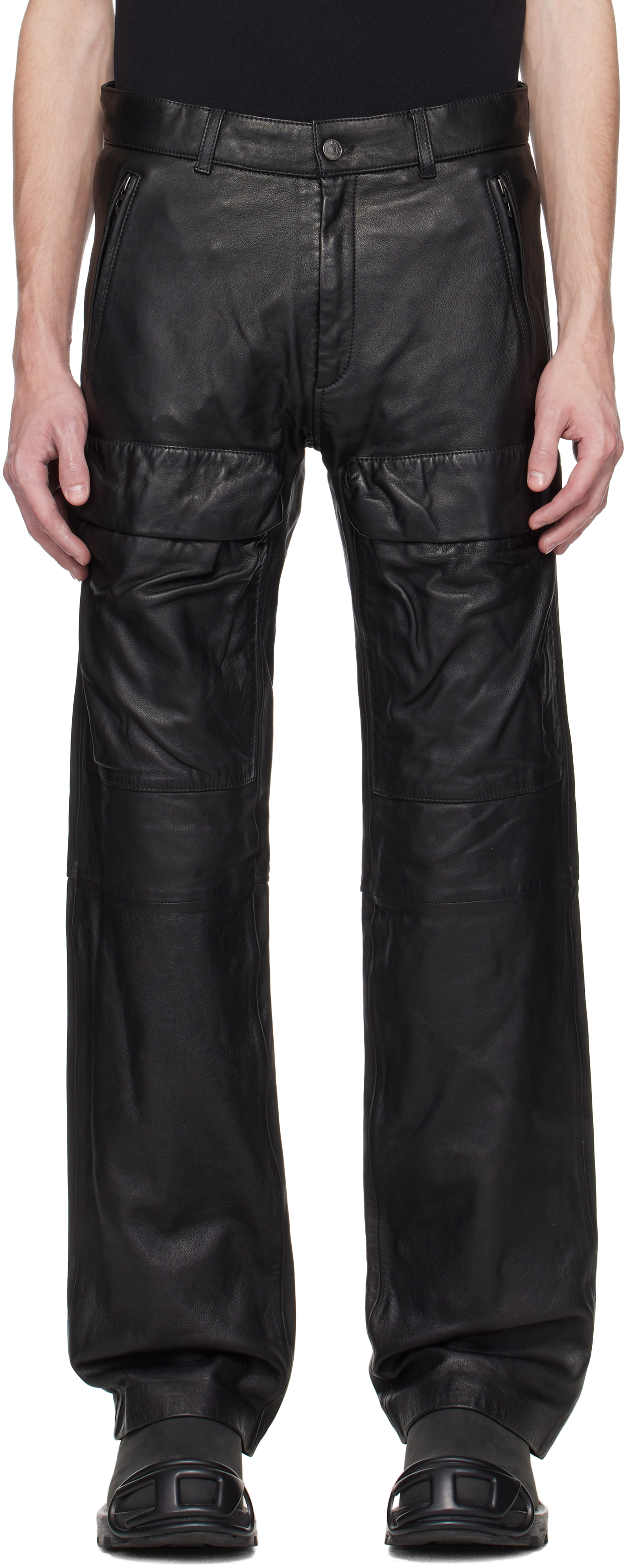 Black P-Gast Leather Pants