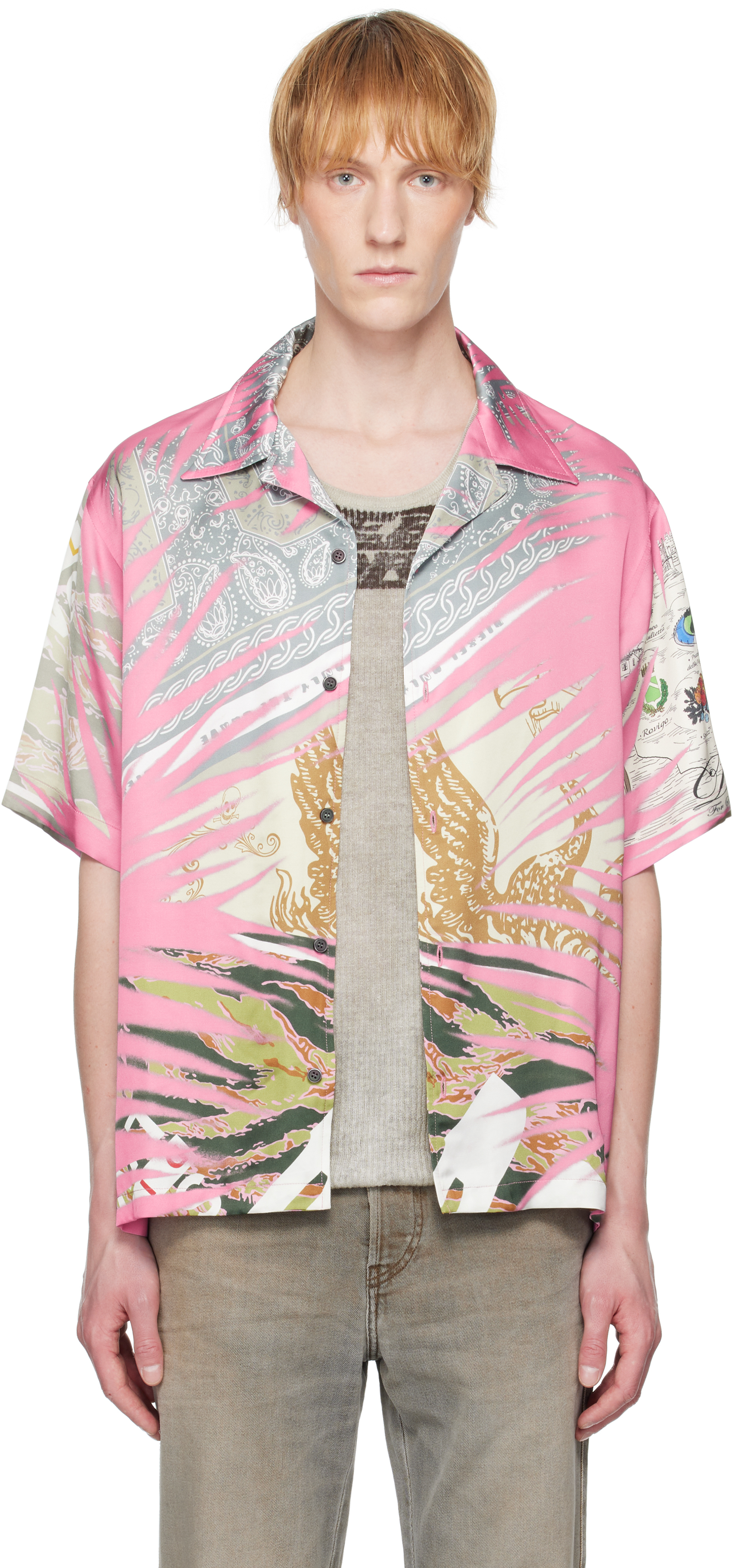 Diesel Cuban Collar Graphic Print Relaxed Fit Shirt In 35ha