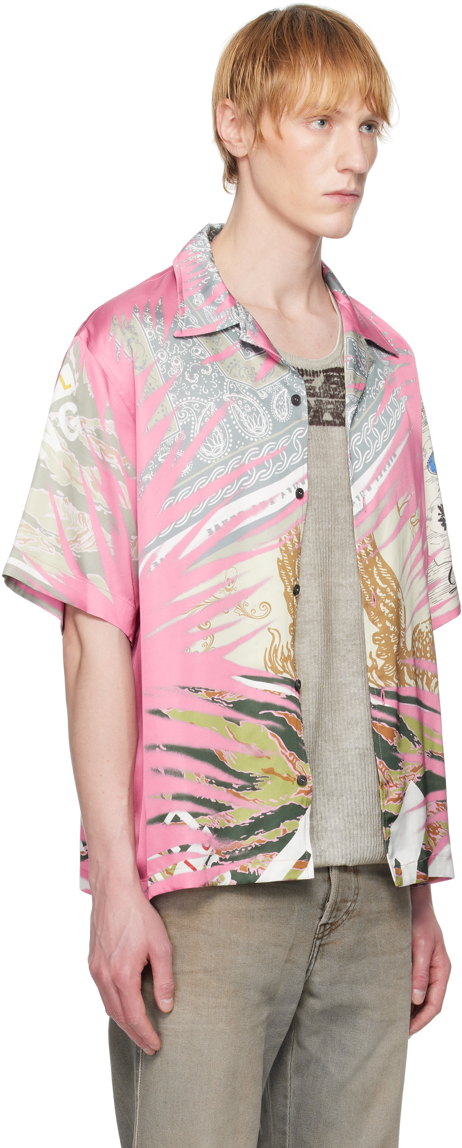 Diesel Cuban Collar Graphic Print Relaxed Fit Shirt In 35ha