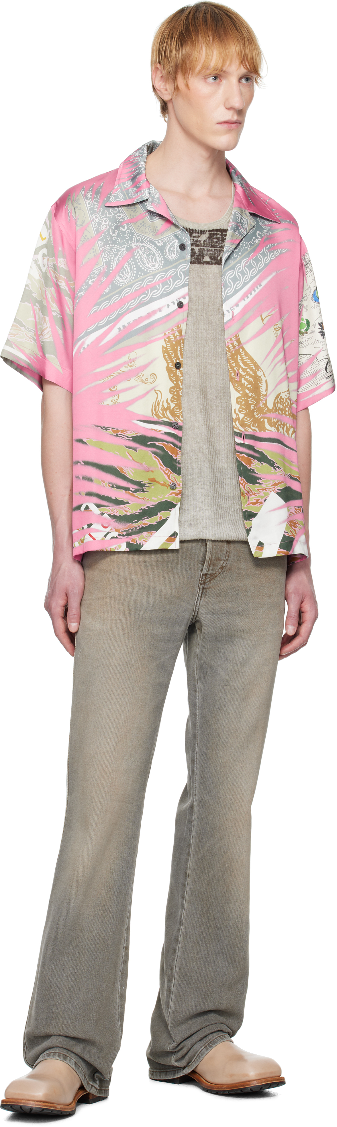 Diesel Cuban Collar Graphic Print Relaxed Fit Shirt In 35ha