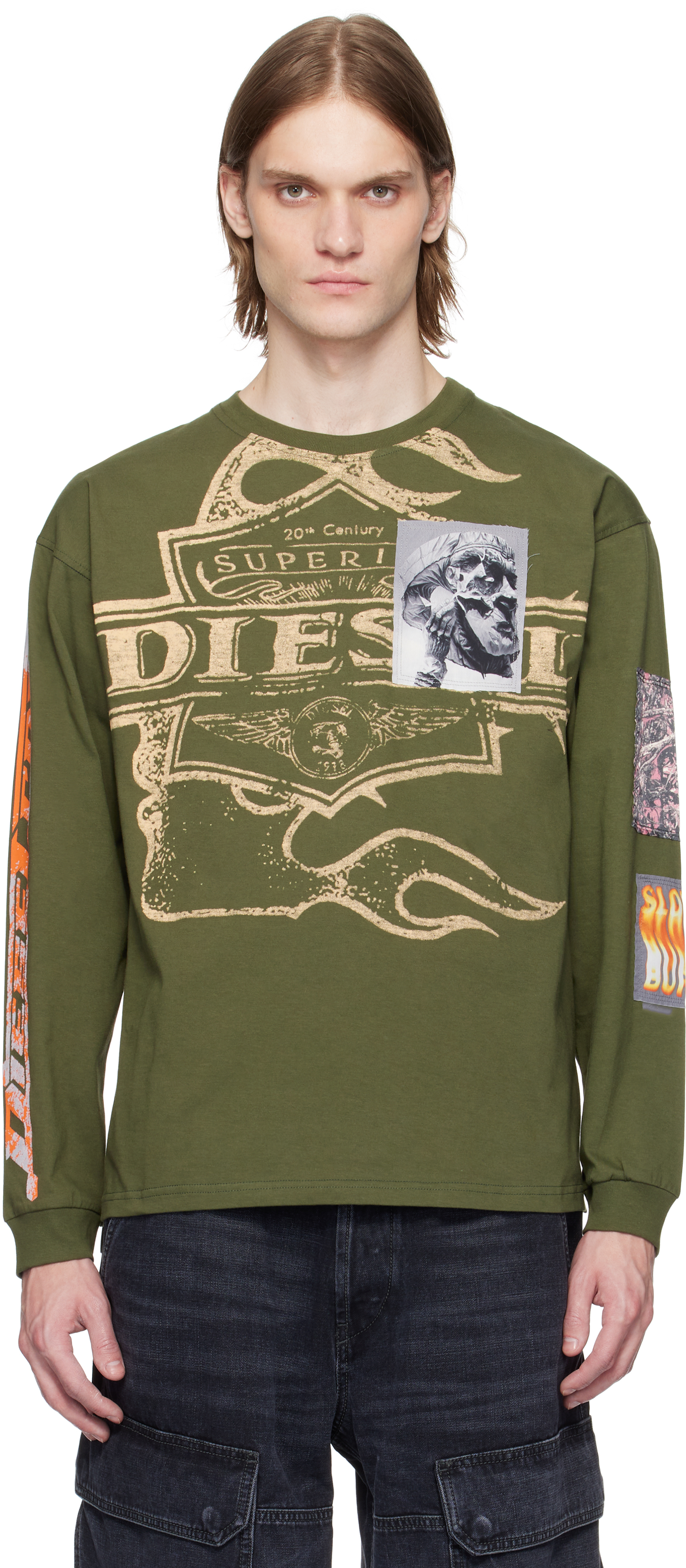 Green T-Boxt-Ls-Slits-R5 T-shirt by Diesel on Sale