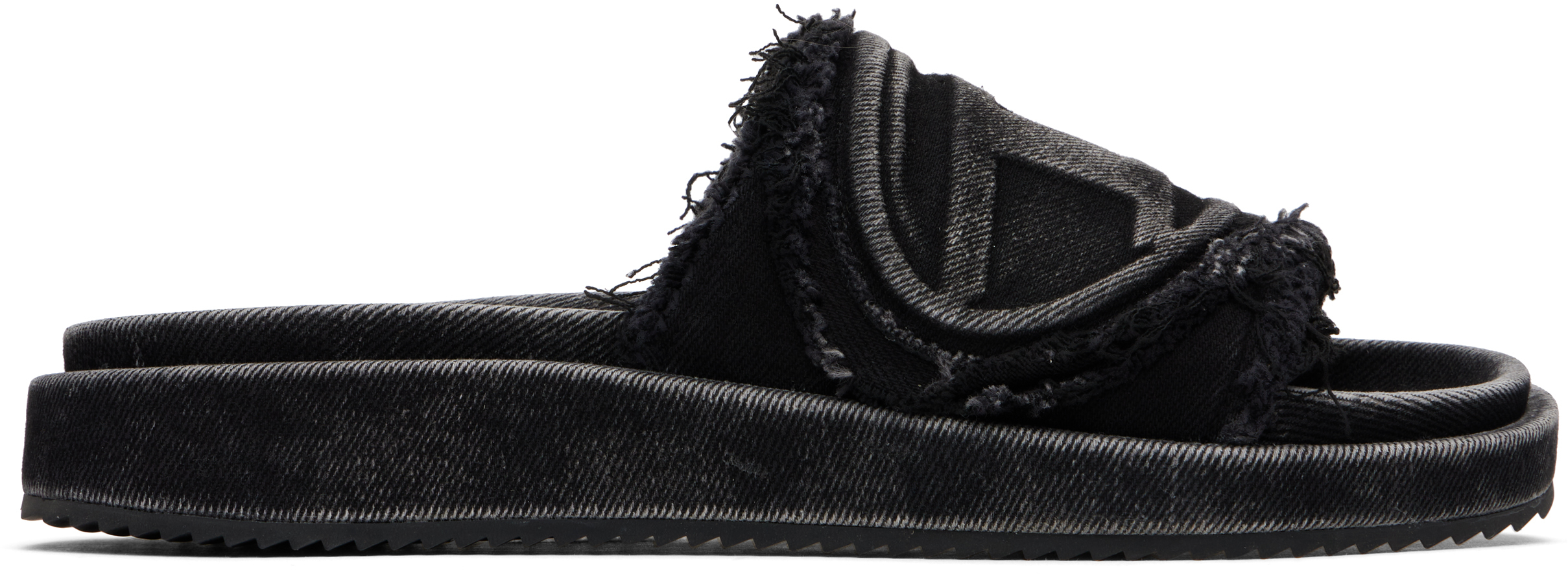 Black Sa-Slide D Oval Sandals by Diesel on Sale