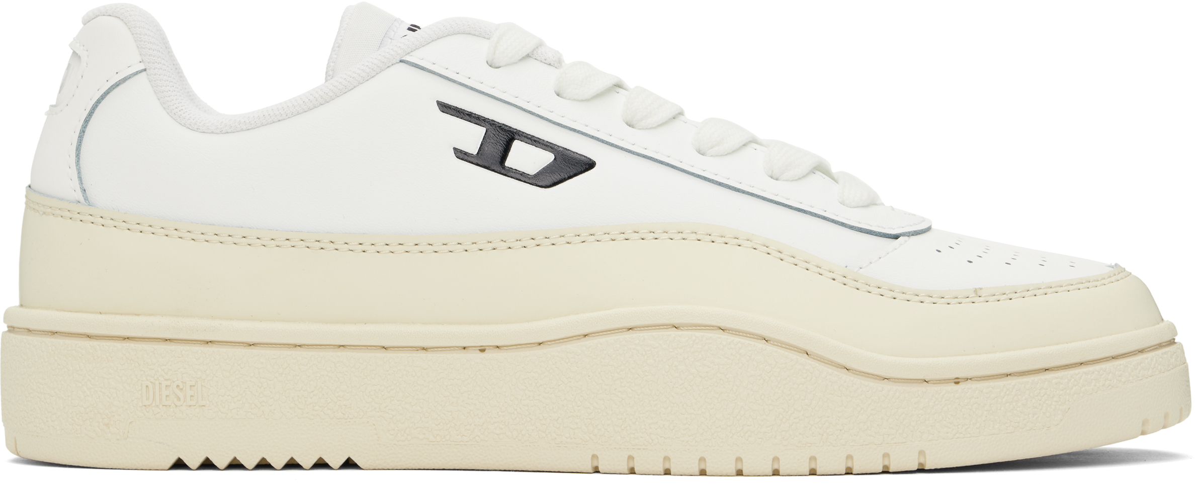 White & Beige S-Tracker-D Low Sneakers by Diesel on Sale