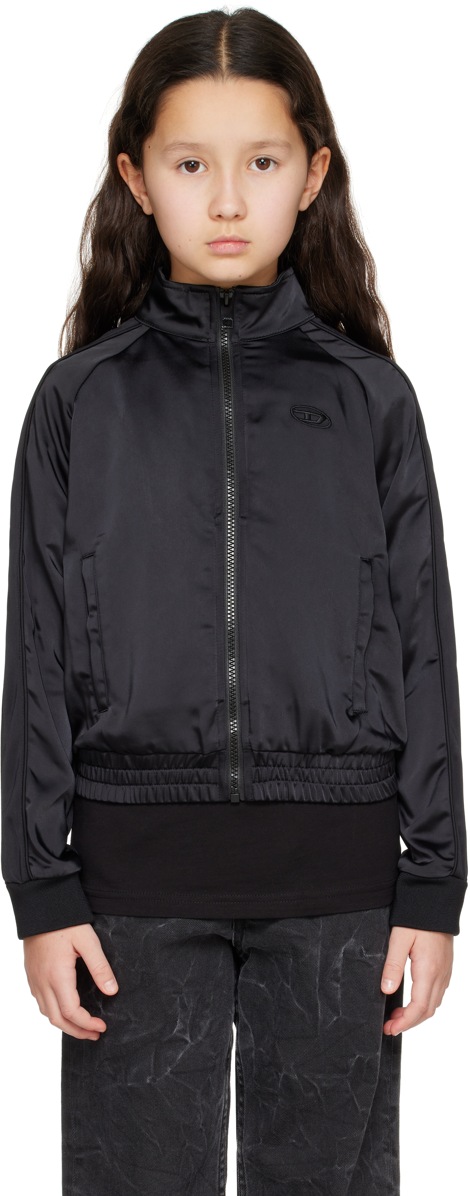 Kids Black Zip-Up Track Jacket by Diesel | SSENSE