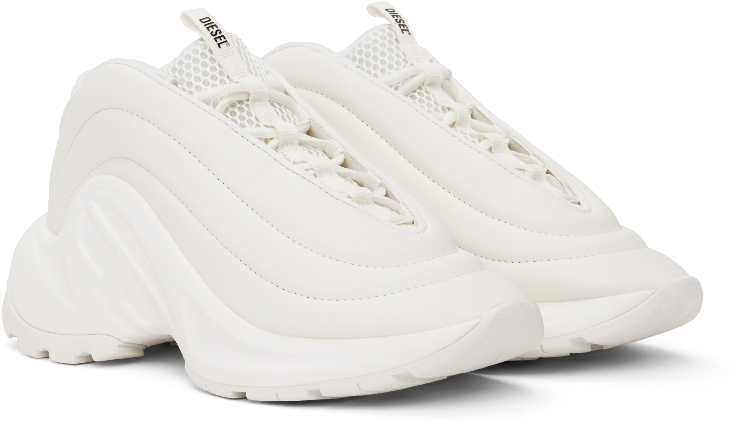 Diesel Kids White S-d-runner X Sneakers In Blue