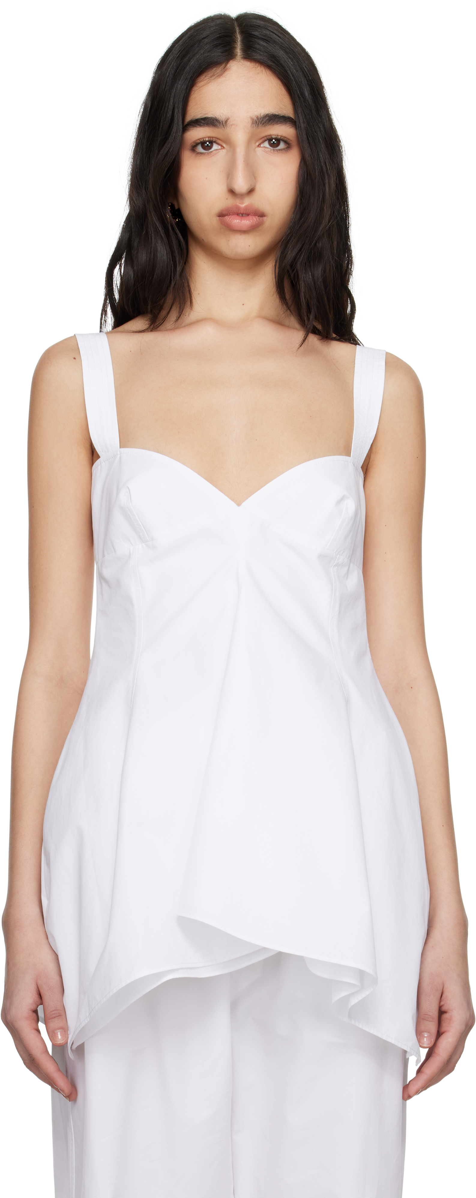 Carven: White Heavy Poplin Top | SSENSE Canada