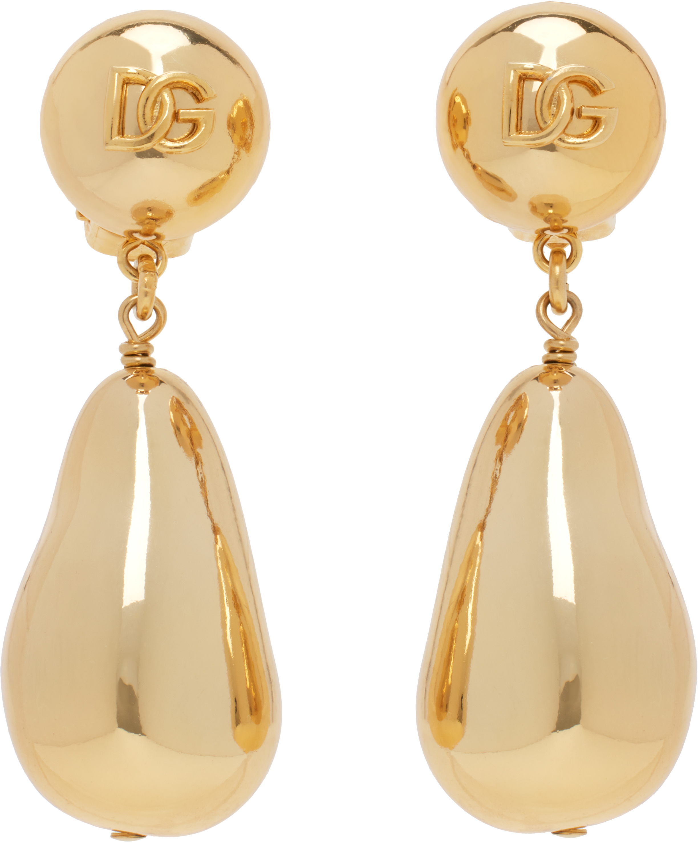 Gold Teardrop 'DG' Logo Clip-on Earrings