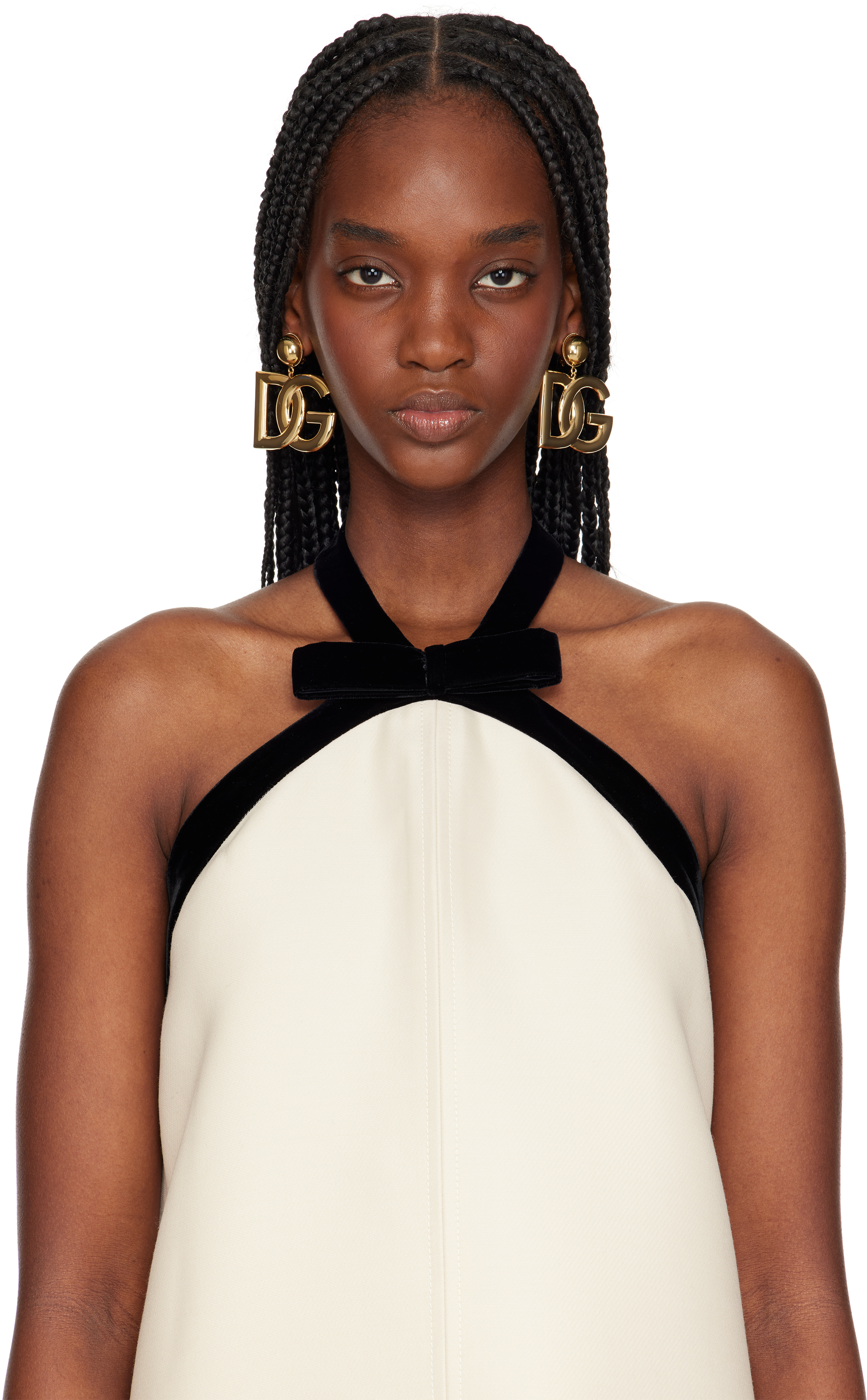 Dolce & Gabbana Gold-tone Clip-on Earrings With Dg Interlocking Logo In Brass Woman In Zoo00 Oro
