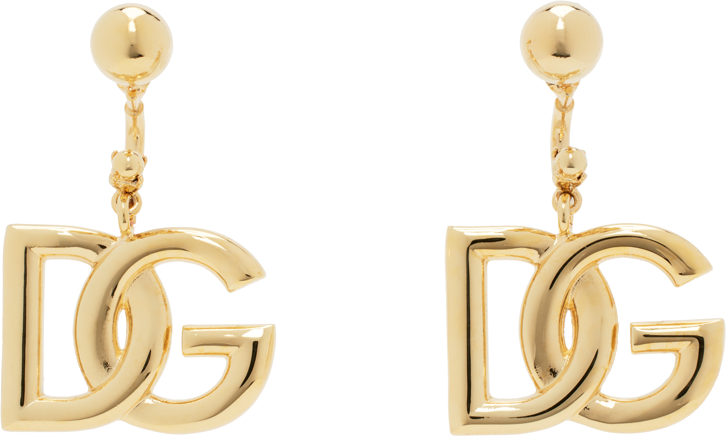 Dolce&Gabbana: Gold 'DG' Logo Earrings | SSENSE