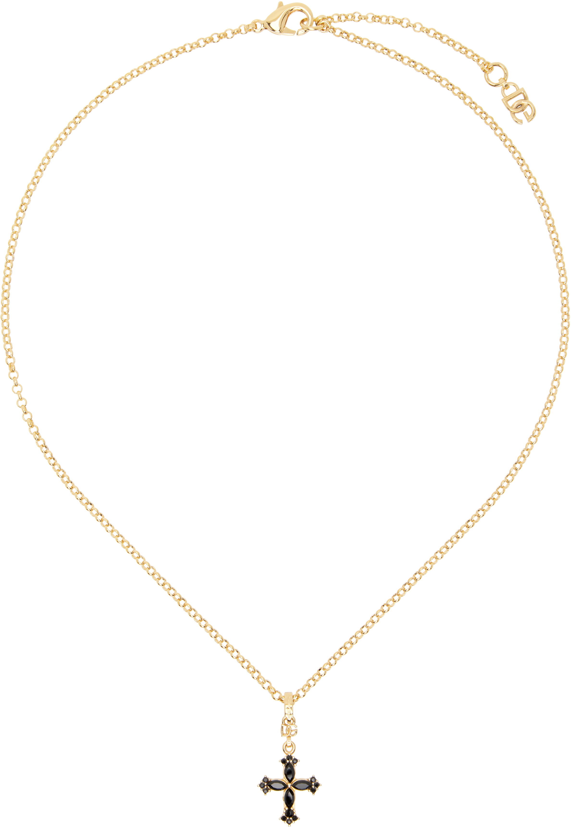 Dolce & Gabbana Gold Cross Necklace In Zoo00 Oro