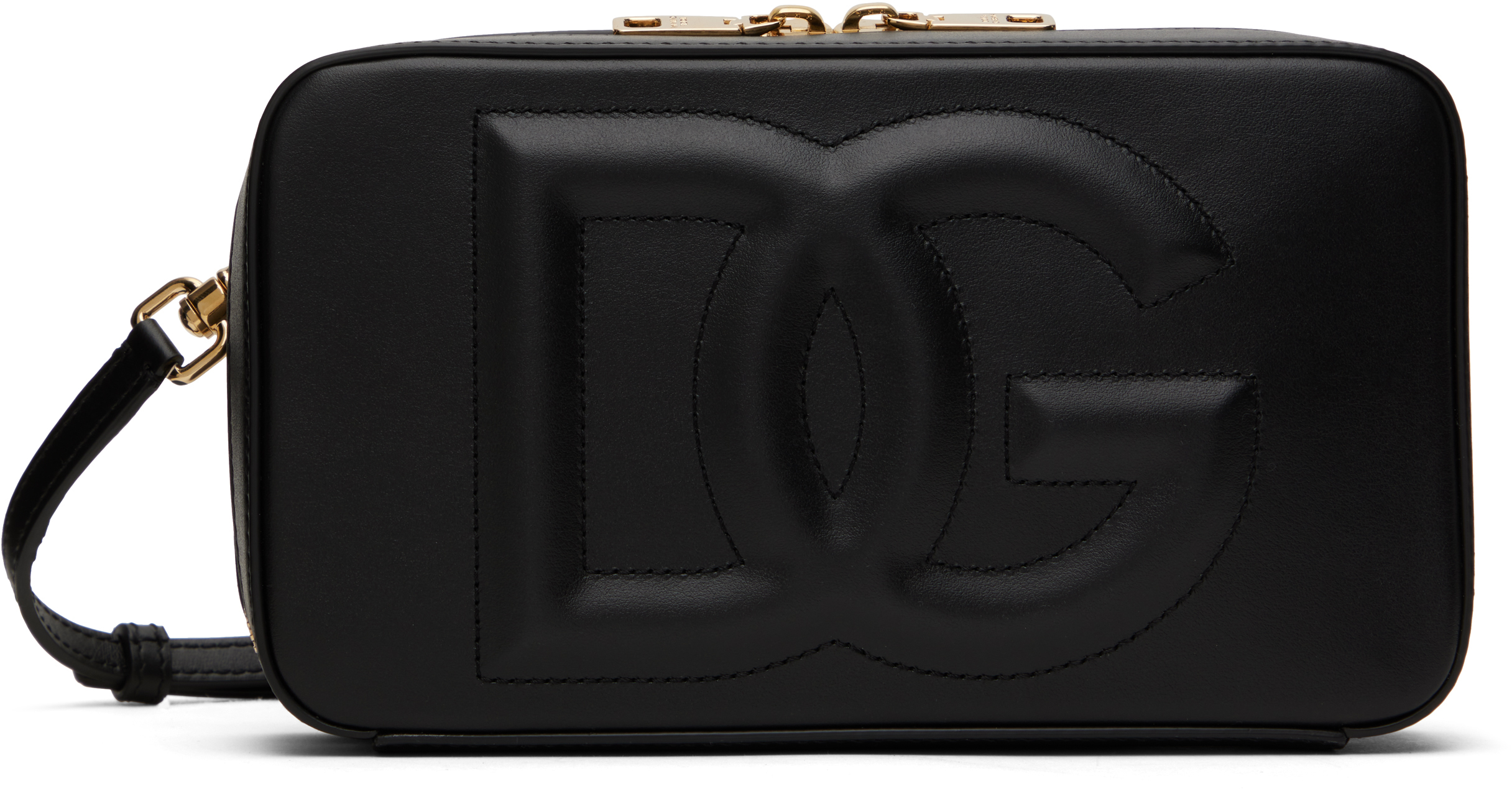 Dolce&Gabbanaのブラック スモール 'DG' ロゴ カーフスキン