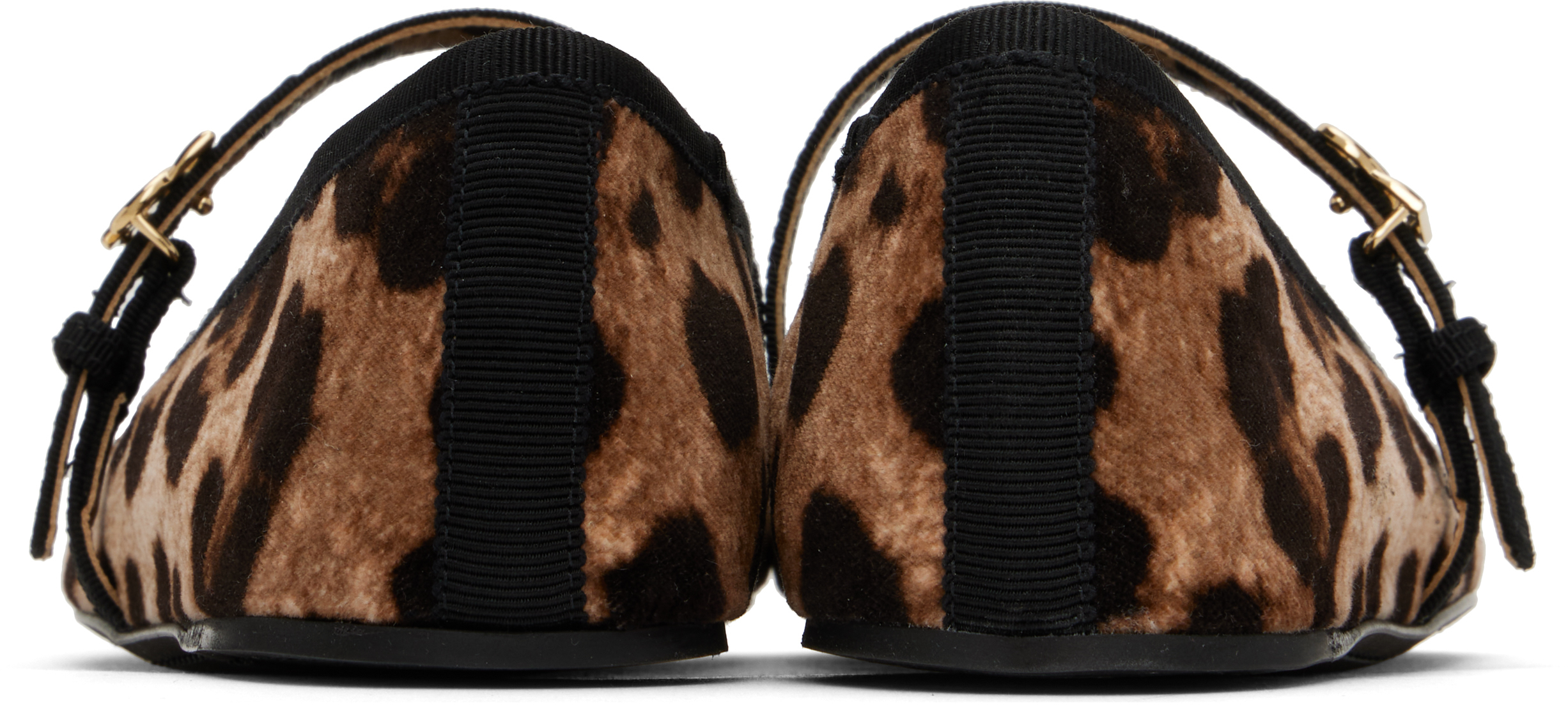 Shop Dolce & Gabbana Brown & Beige Printed Velvet Ballerina Flats In Hy13m Leo New