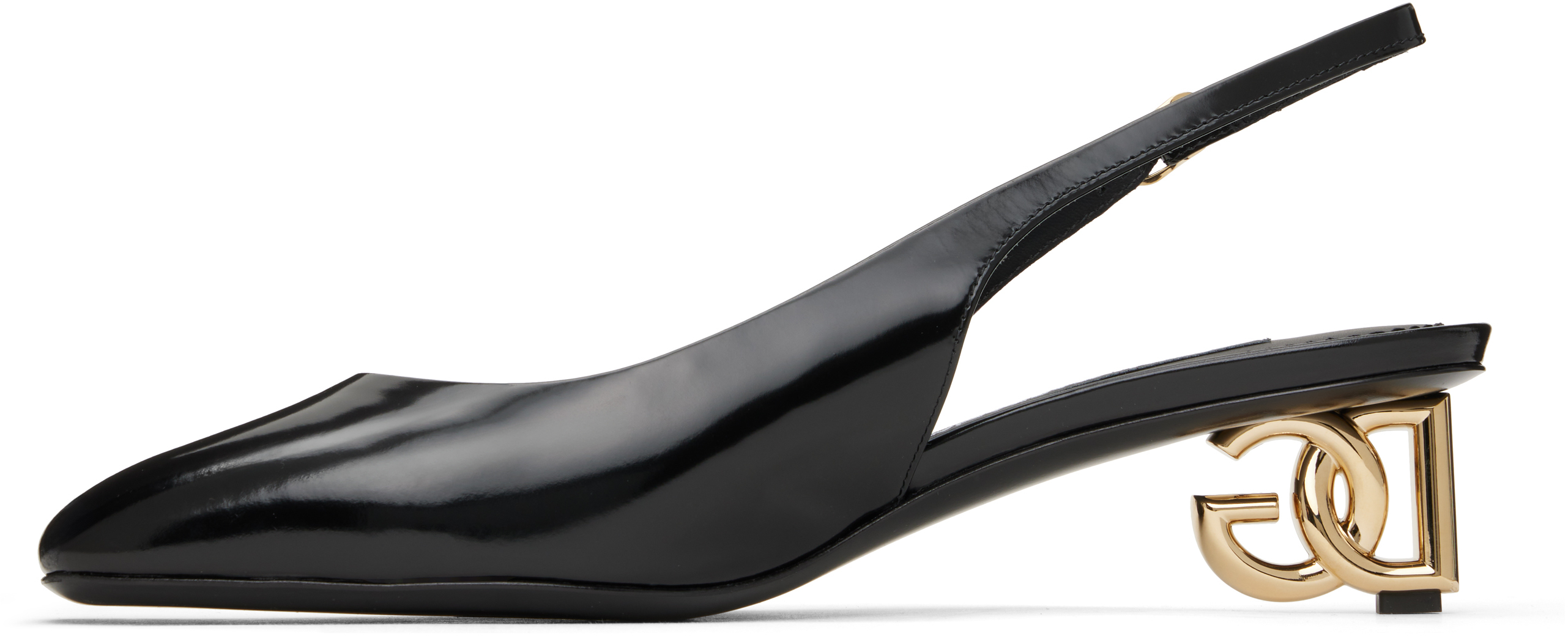 Dolce & Gabbana Black Décolleté With Dg Logo On The Heel In 80999 Nero