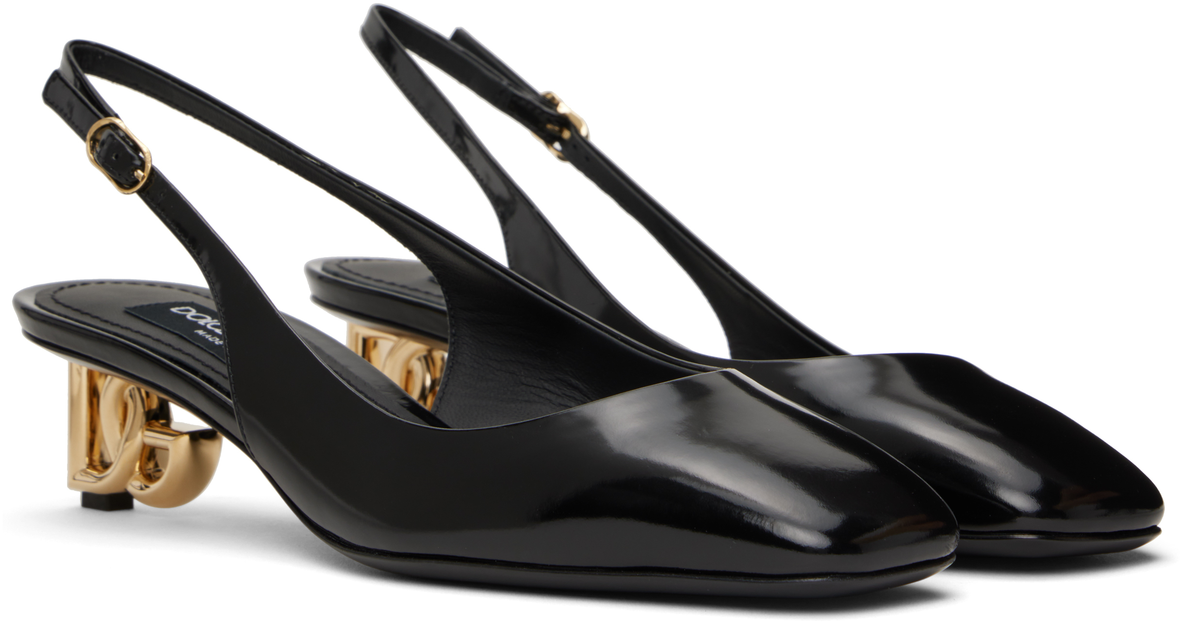 Dolce & Gabbana Black Décolleté With Dg Logo On The Heel In 80999 Nero